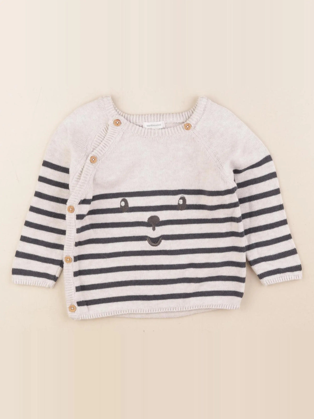 Vertbaudet - gilet beige, bleu - 18 mois