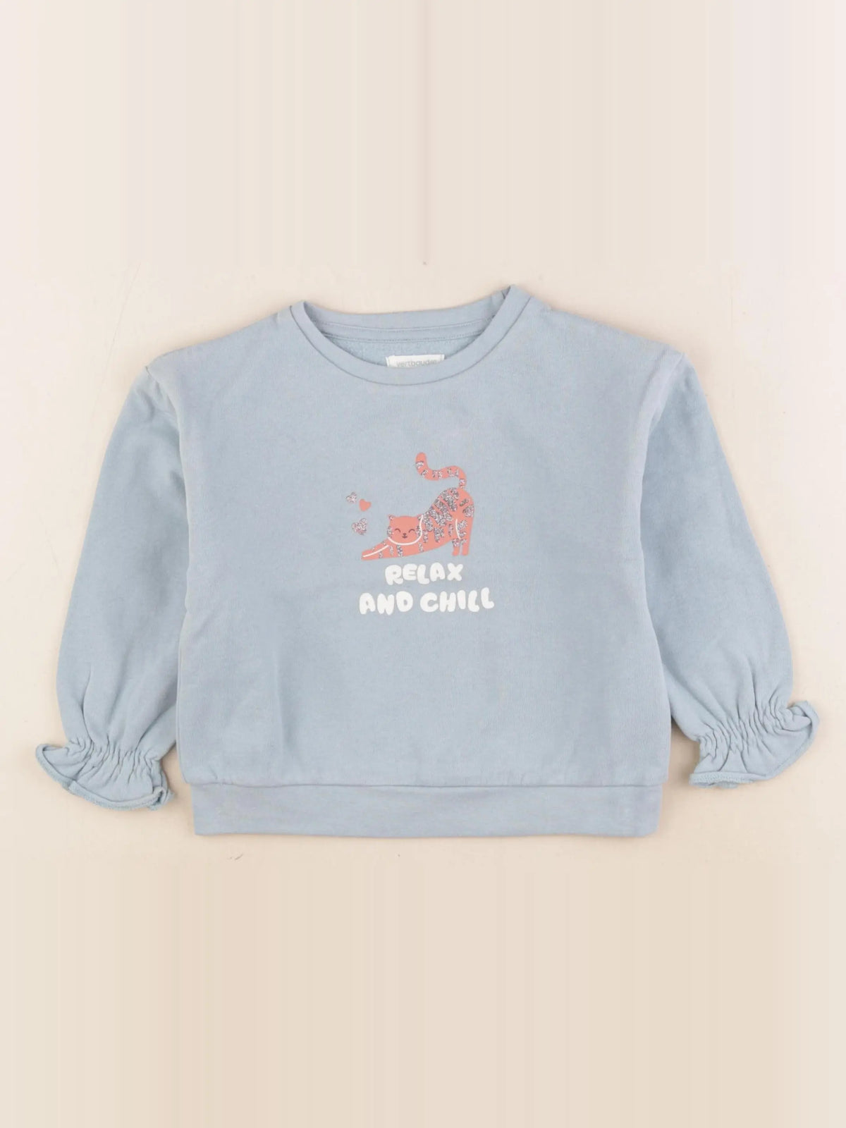 Vertbaudet - sweat bleu, argent - 4 ans