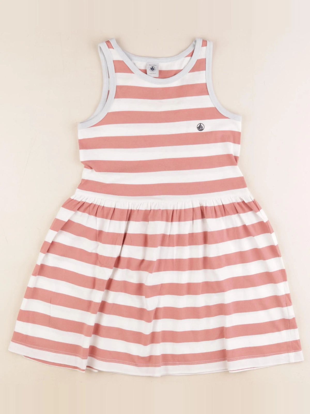 Petit Bateau - robe blanc, rose - 8 ans
