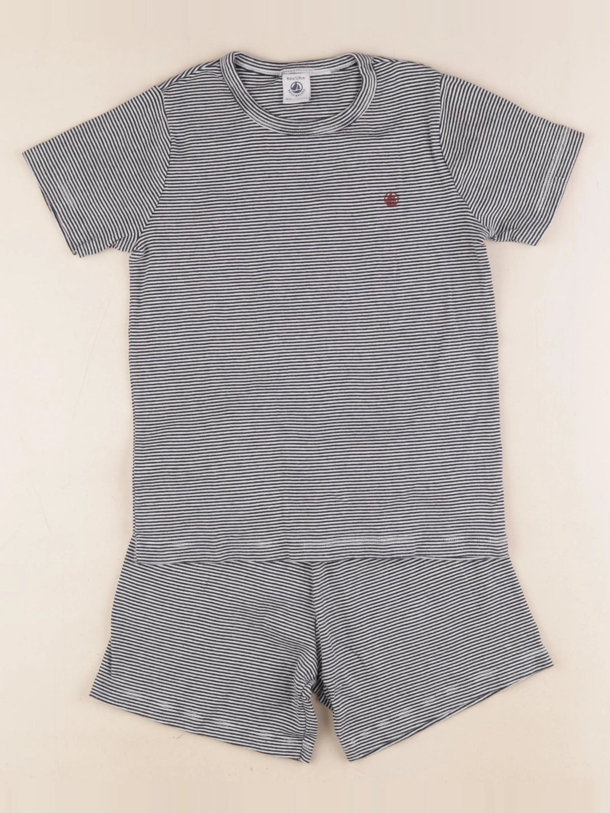 Petit Bateau - pyjama coton bleu, blanc - 8 ans