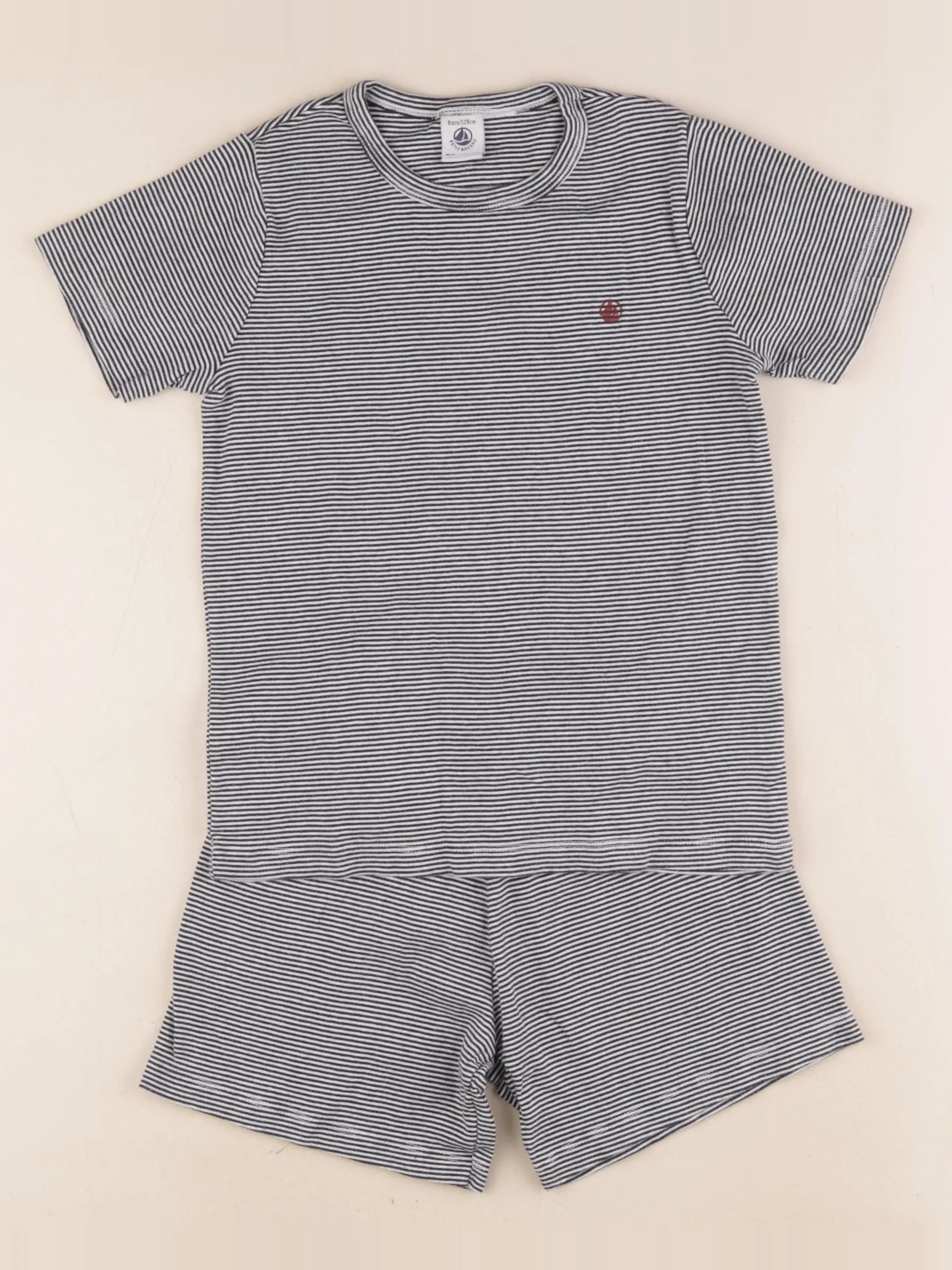 Petit Bateau - pyjama coton bleu, blanc - 8 ans