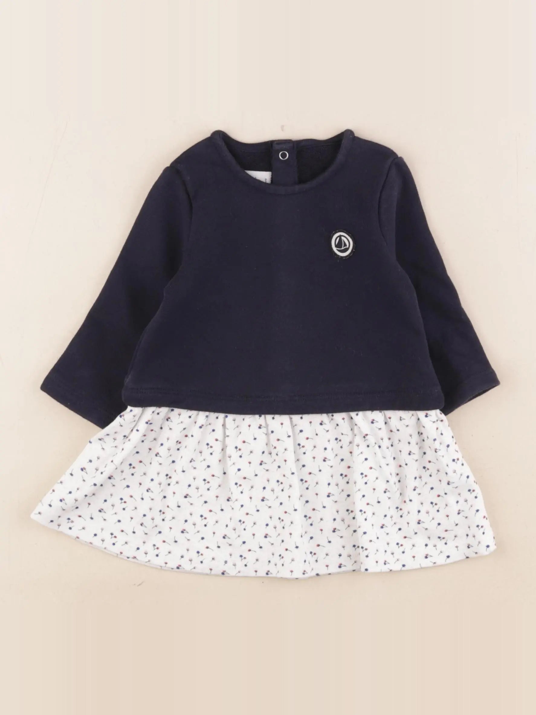 Petit Bateau - robe bleu, blanc - 6 mois