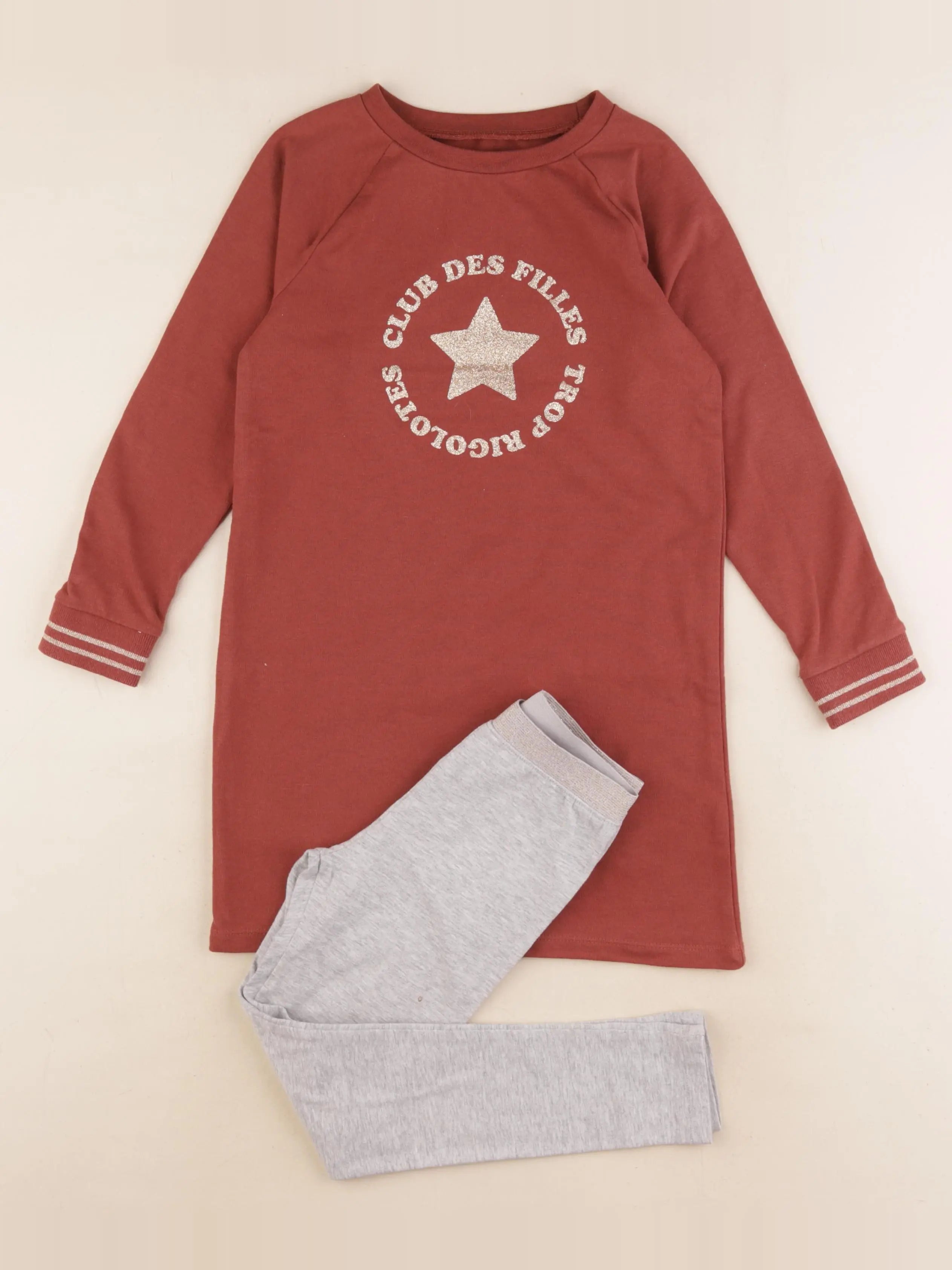 Vertbaudet - pyjama coton gris, rouge - 6 ans