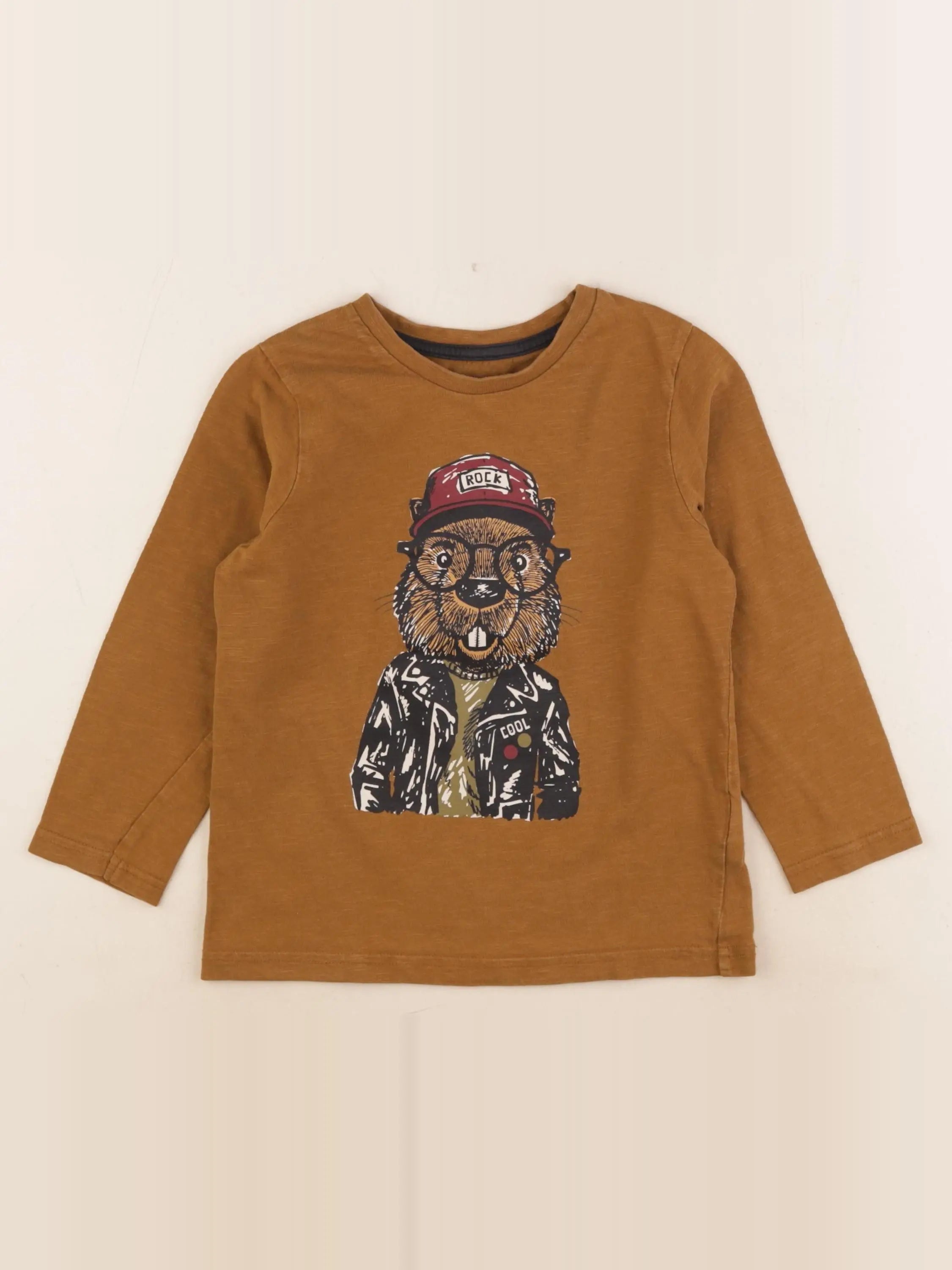 Vertbaudet - tee-shirt marron - 6 ans