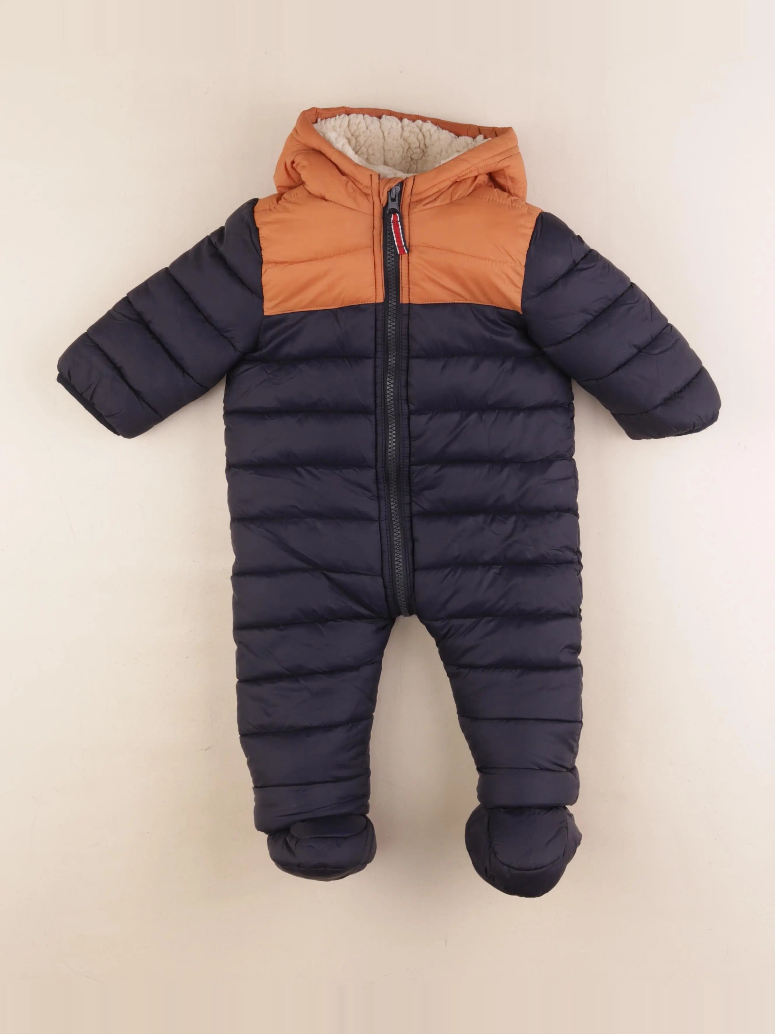 Vertbaudet - combi-pilote marron, bleu - 6 mois