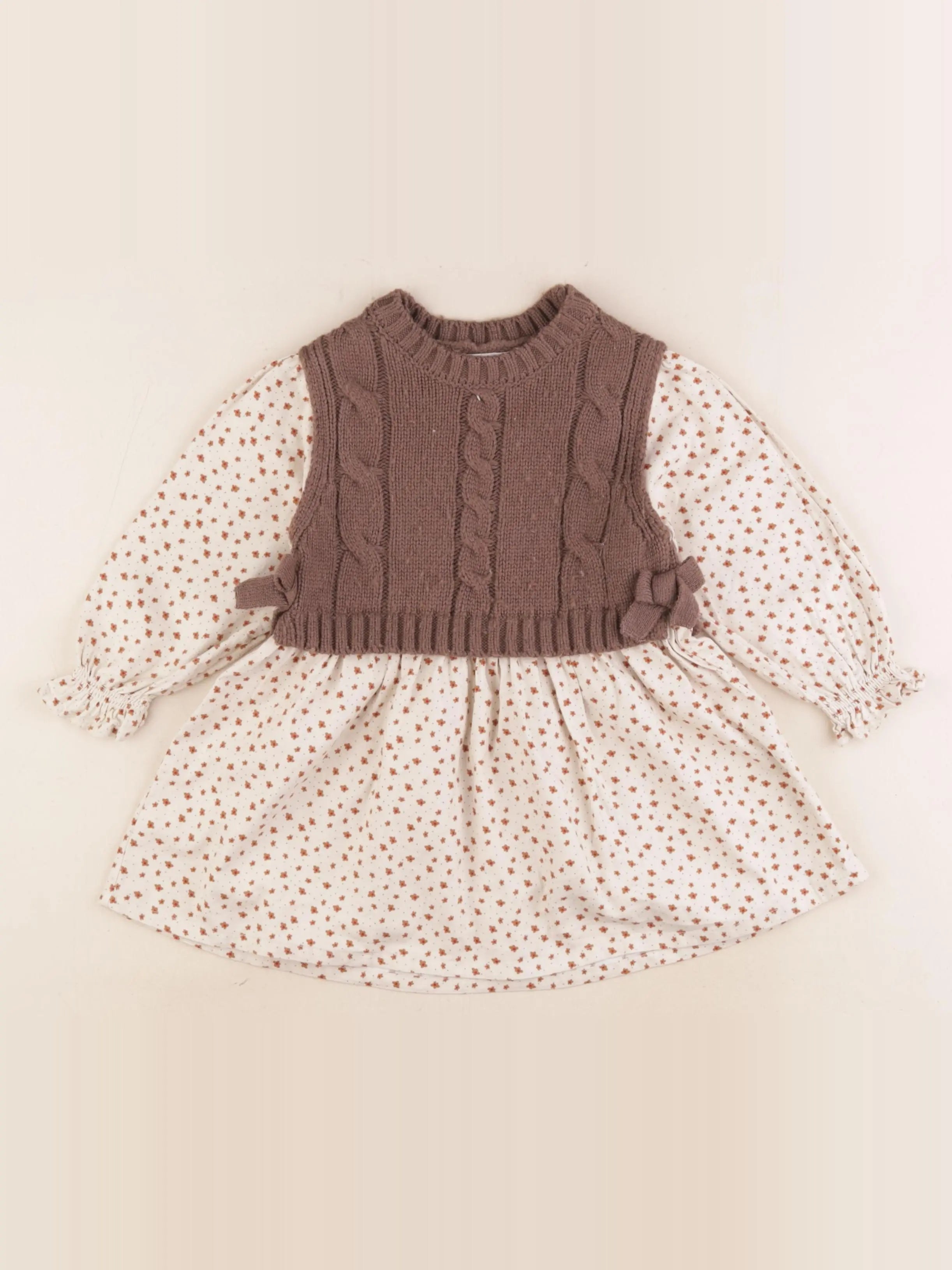 Zara - robe beige, marron - 2 ans