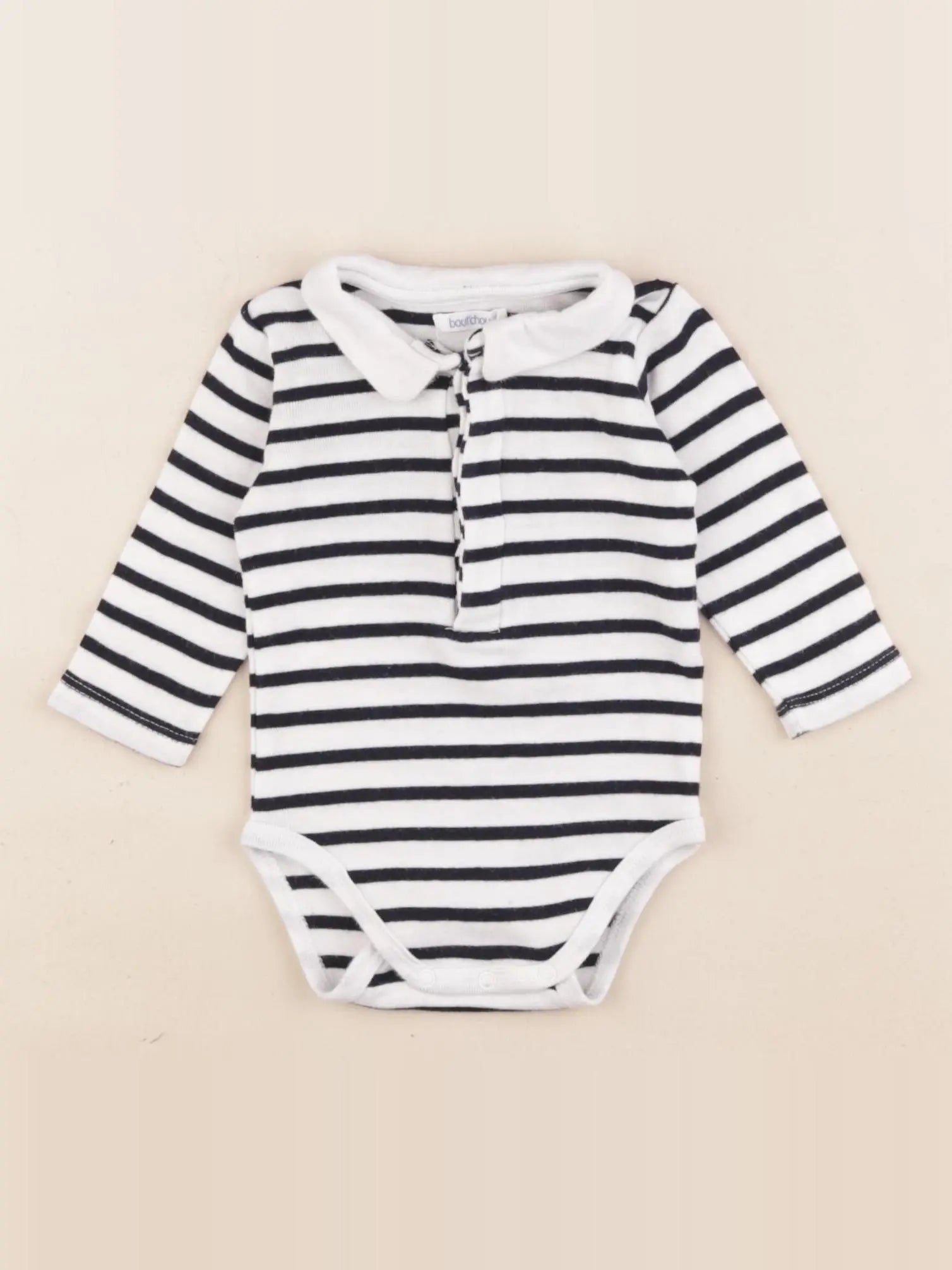 Boutchou - body à col blanc, bleu - 3 mois