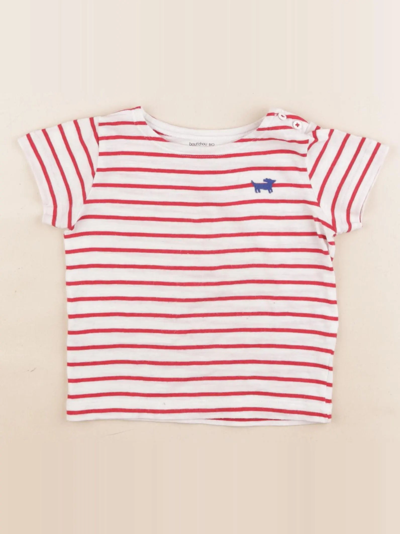 Boutchou - tee-shirt blanc, rouge - 12 mois