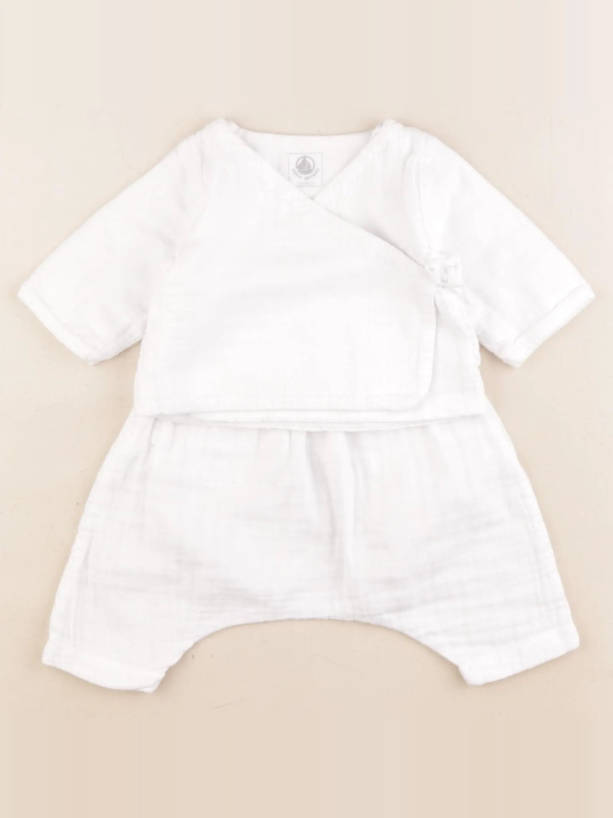 Petit Bateau - ensemble blanc - 1 mois