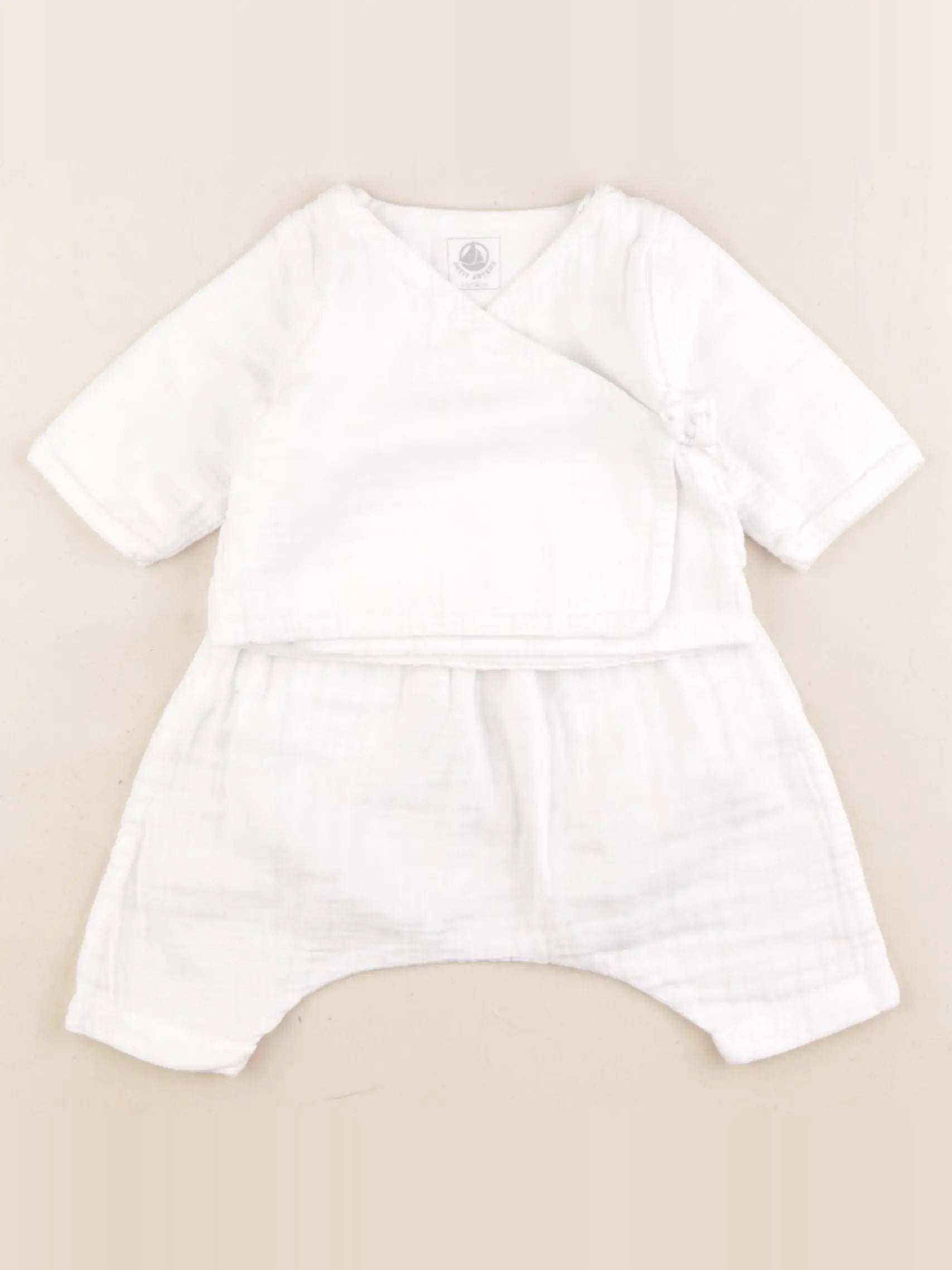 Petit Bateau - ensemble blanc - 1 mois