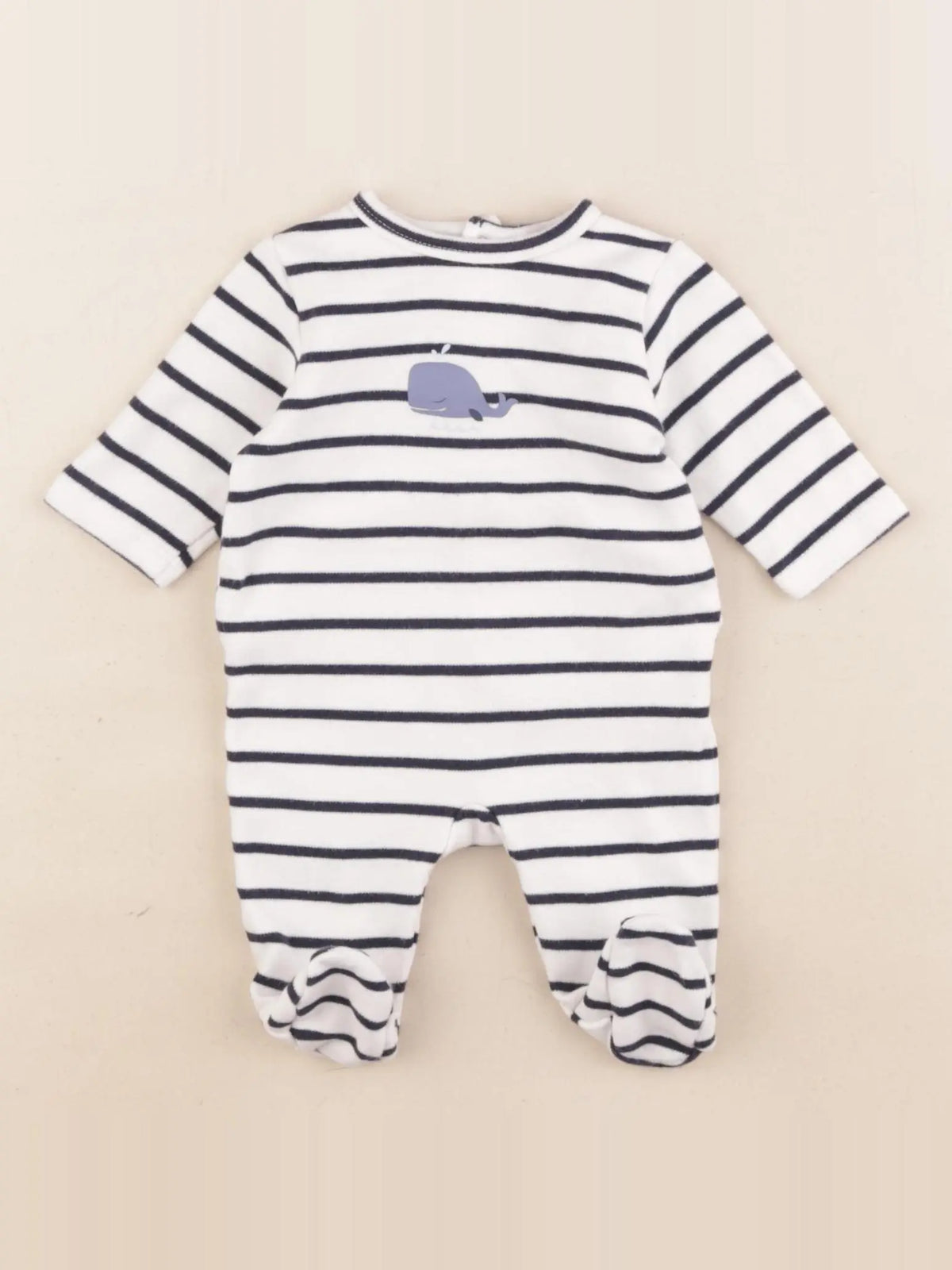 Boutchou - pyjama coton blanc, bleu - 1 mois