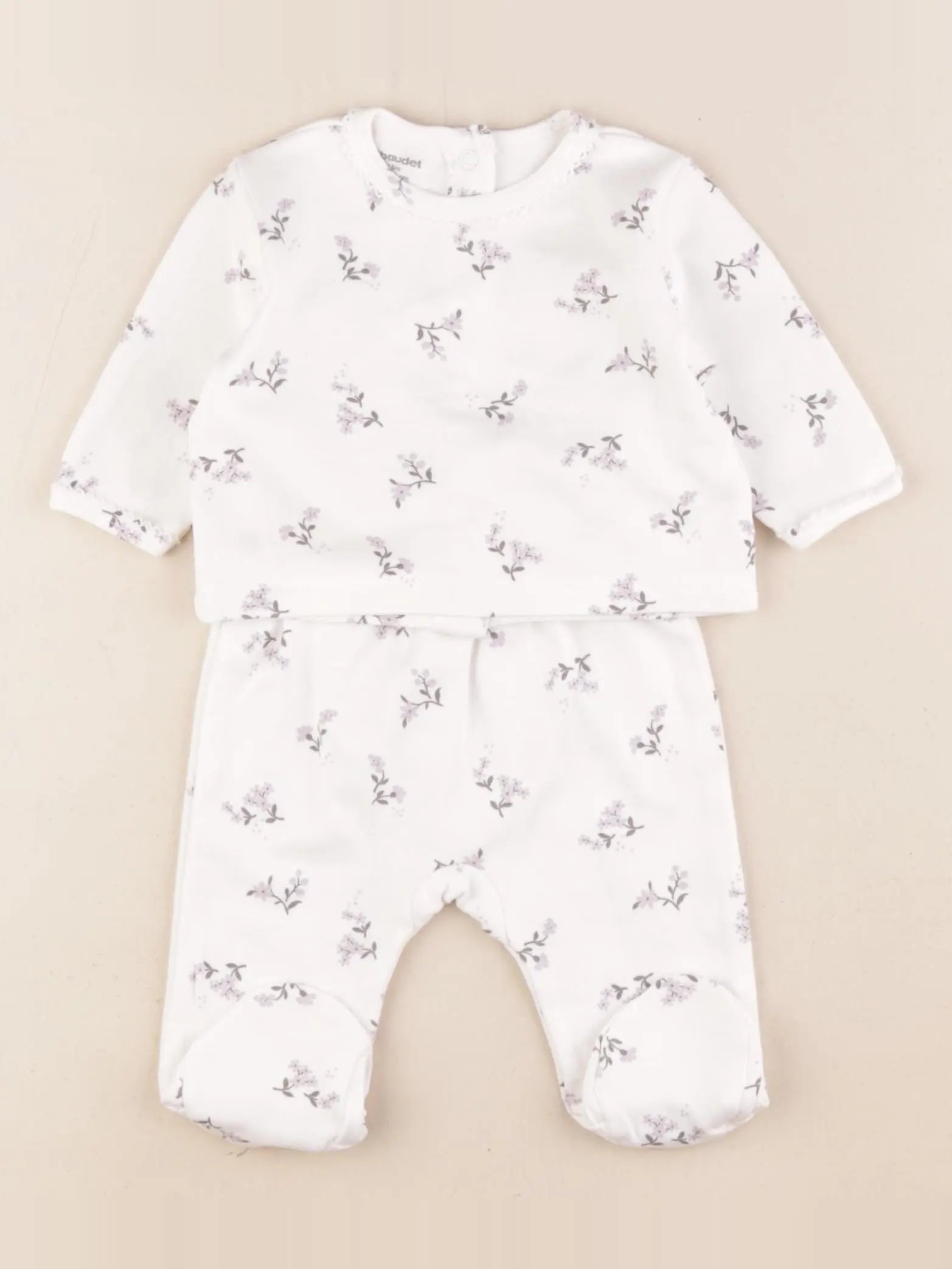 Vertbaudet - pyjama coton blanc - 1 mois
