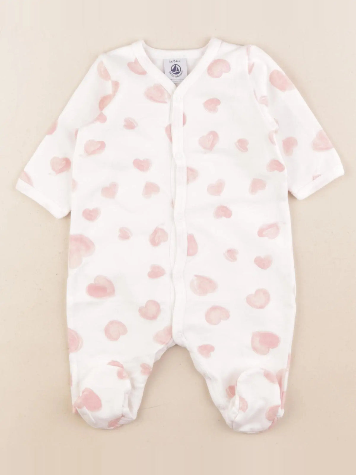 Petit Bateau - pyjama coton blanc - 1 mois