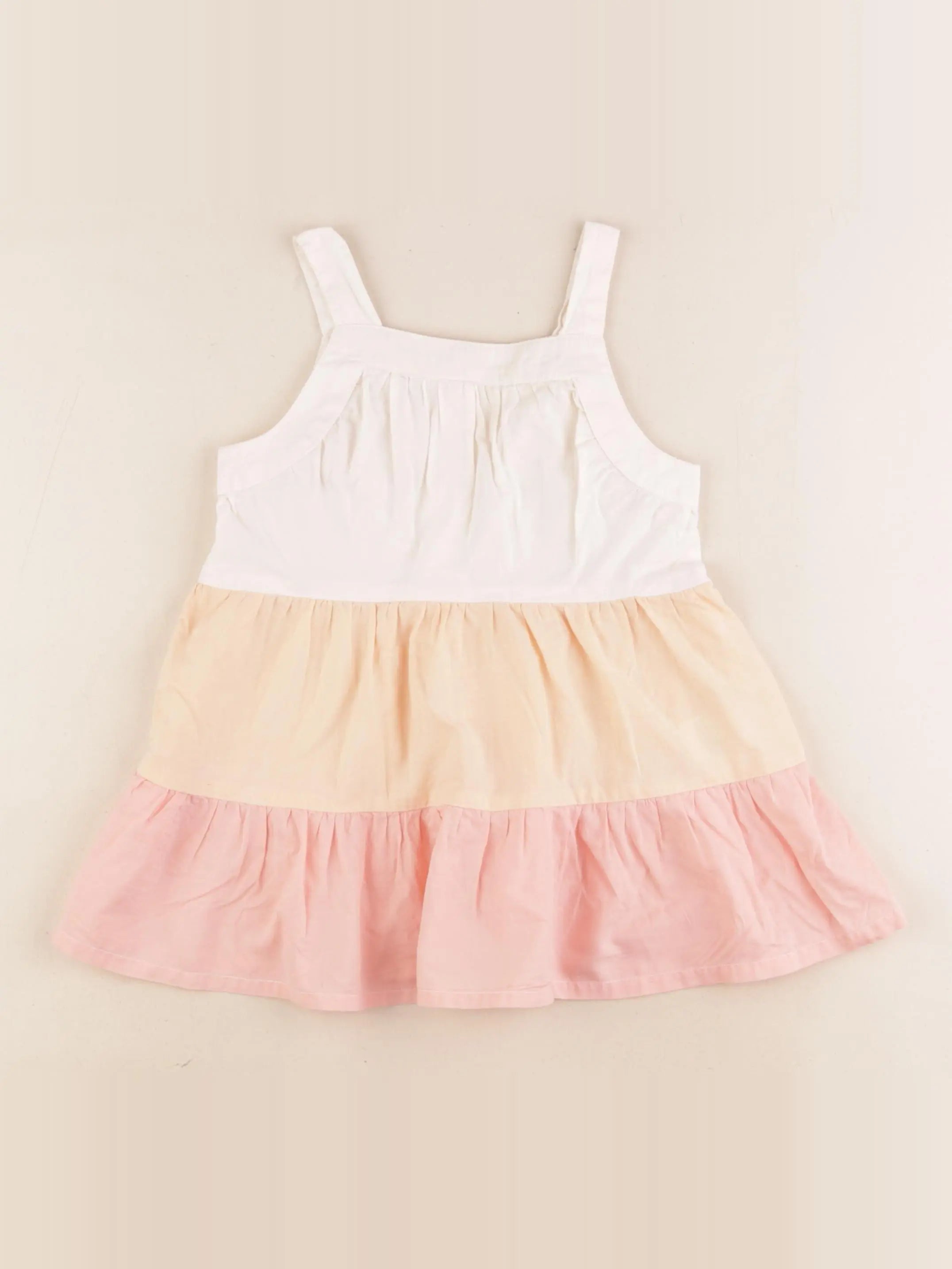 Vertbaudet - robe beige, rose - 24 mois