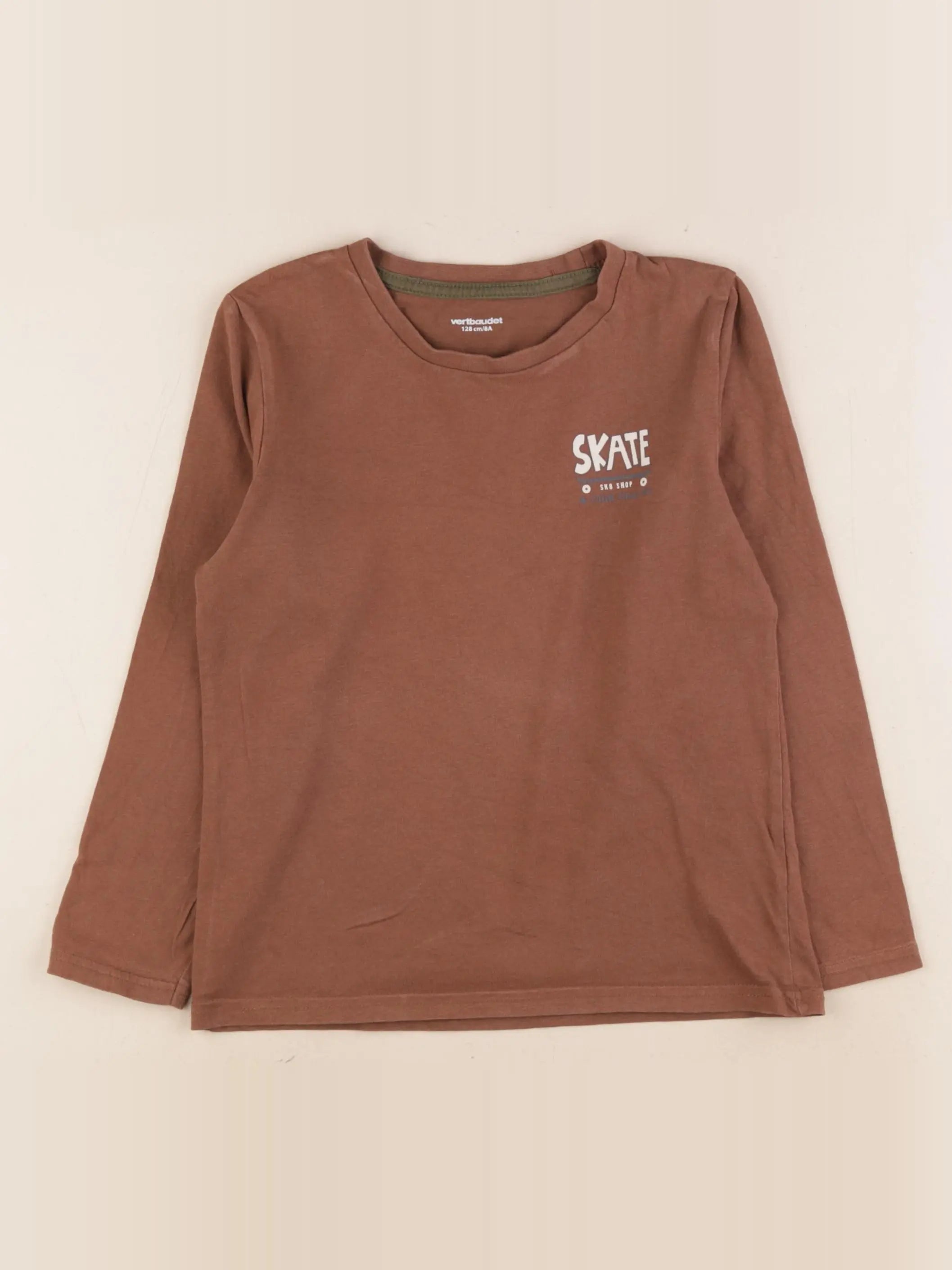 Vertbaudet - tee-shirt marron - 8 ans