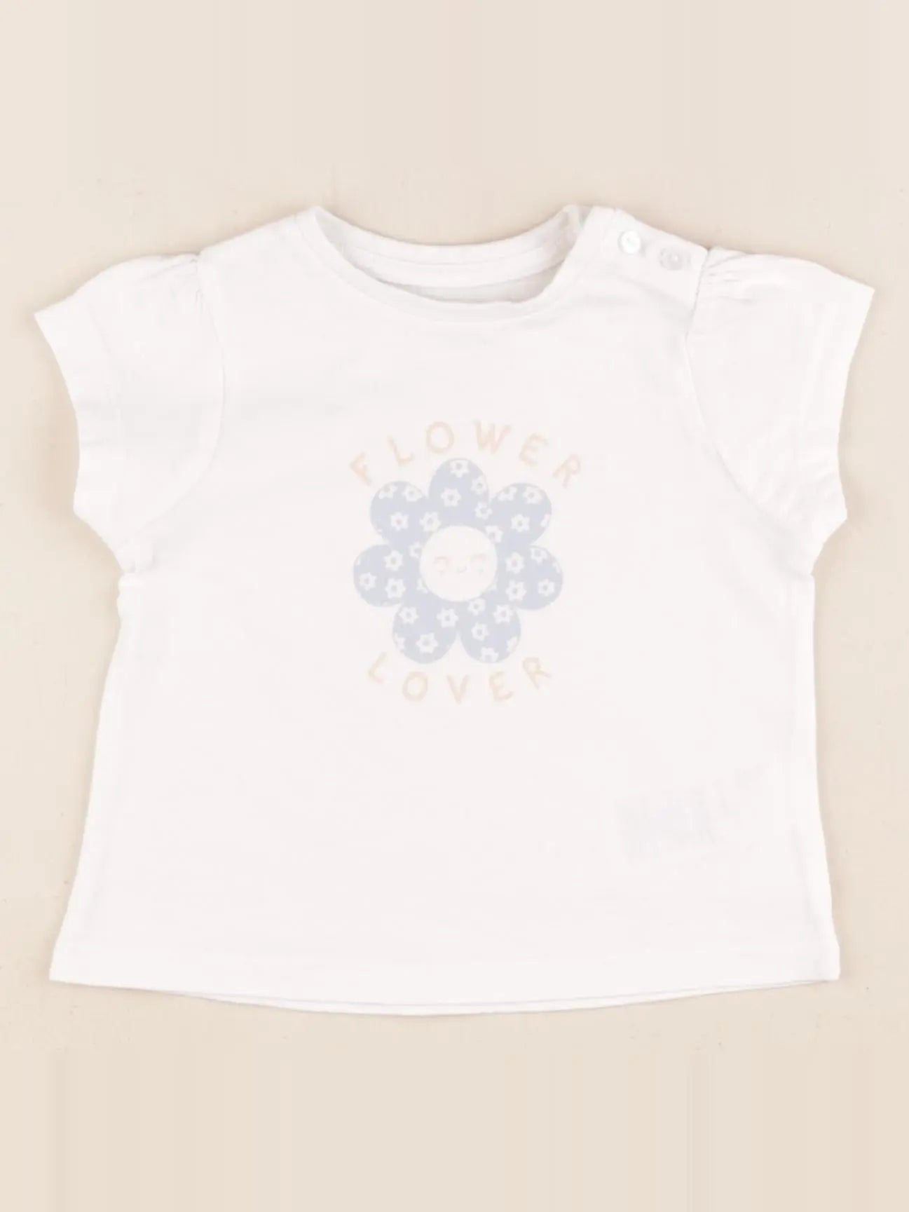 Vertbaudet - tee-shirt blanc, bleu - 12 mois