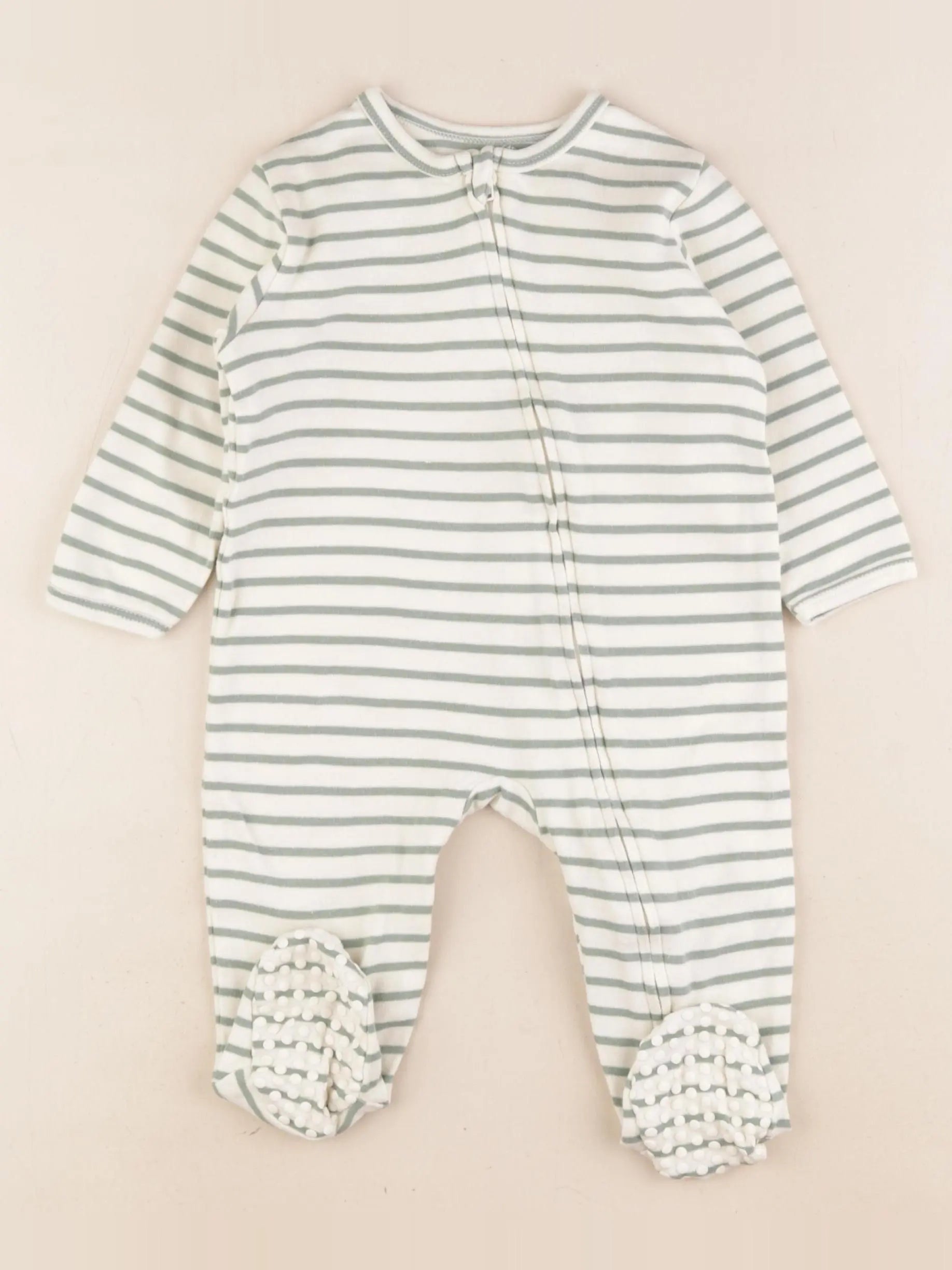 Vertbaudet - pyjama coton beige, vert - 12 mois