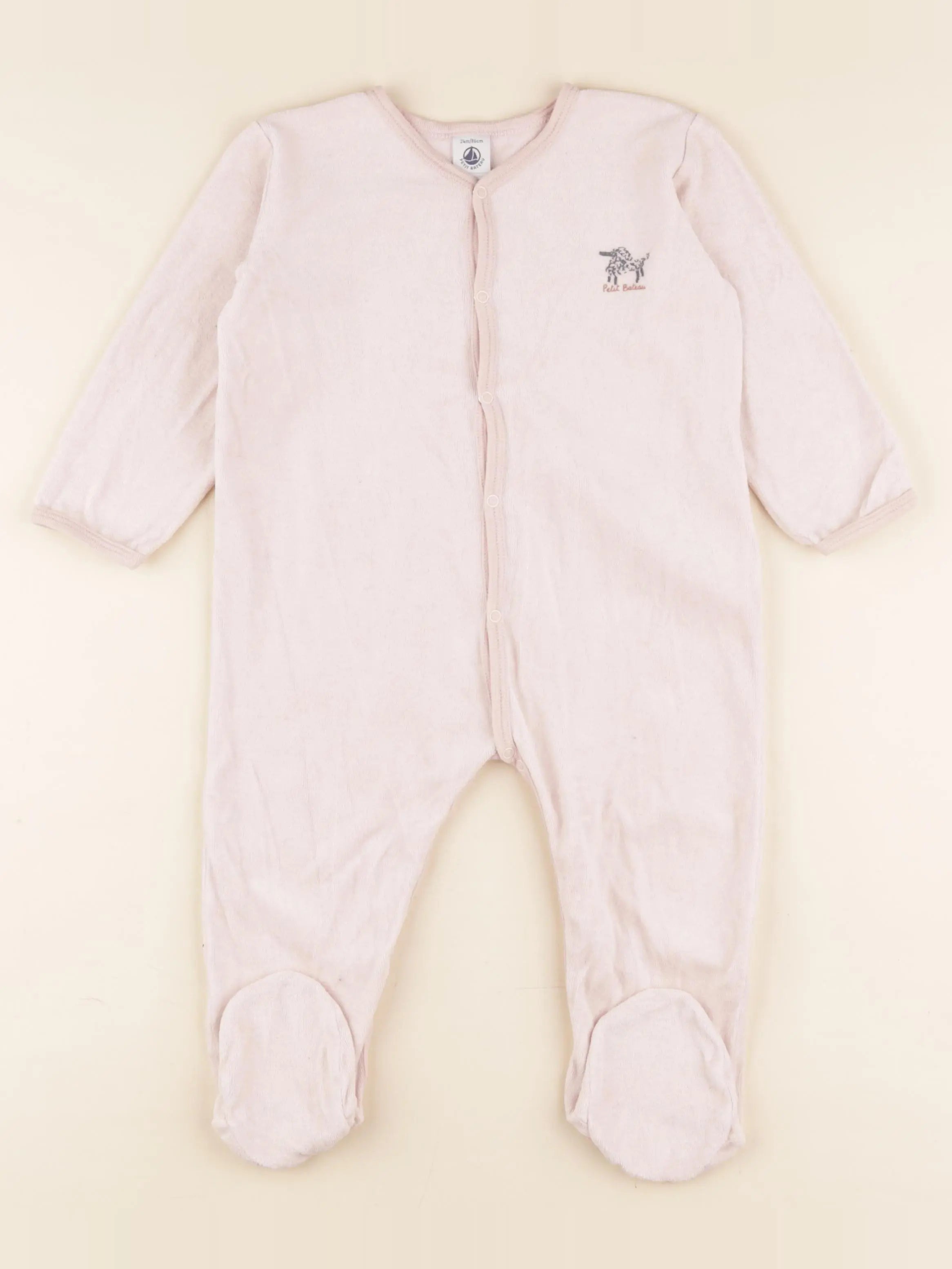 Petit Bateau - pyjama velours rose - 2 ans