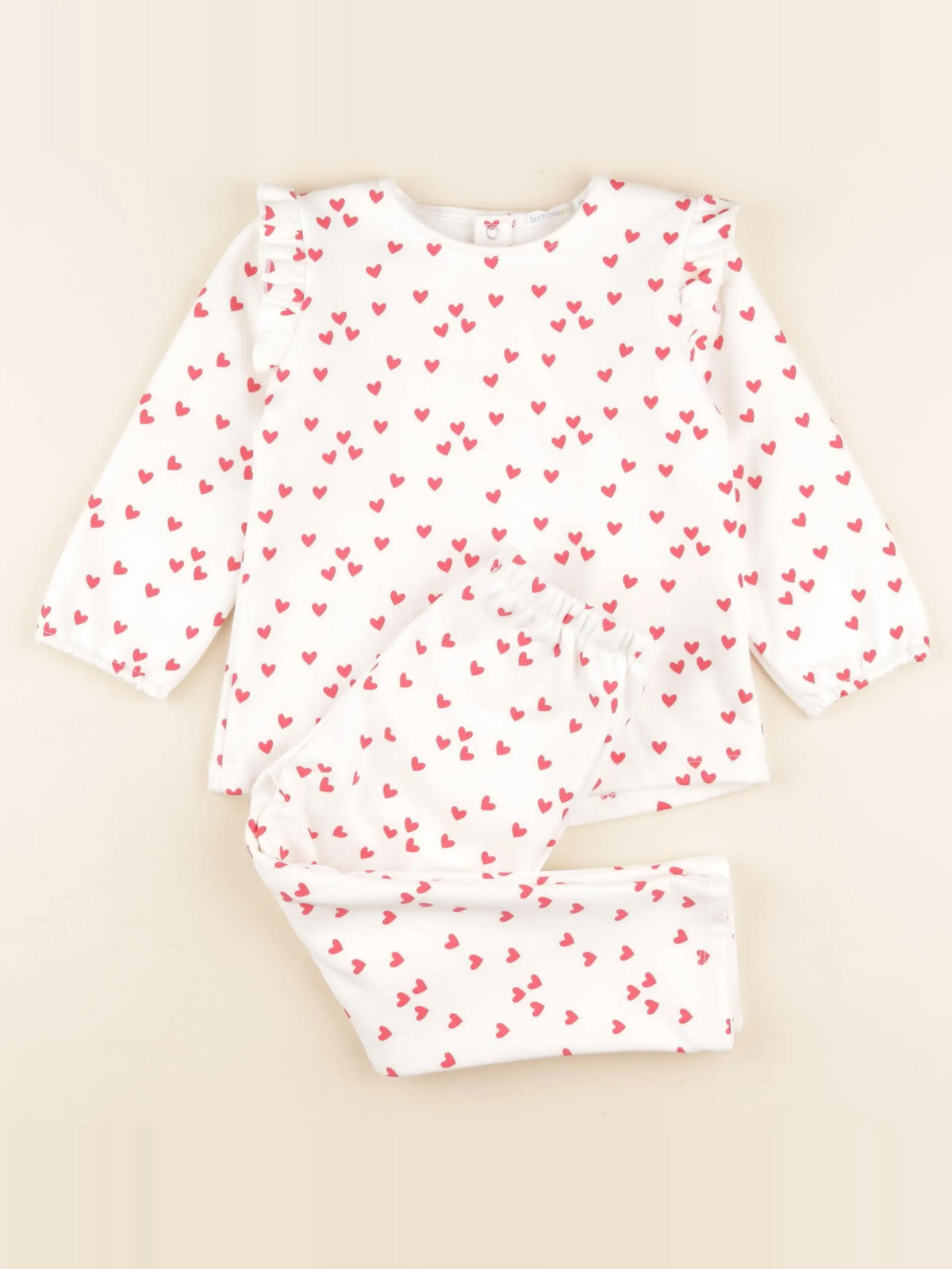 Boutchou - pyjama coton blanc, rouge - 2 ans