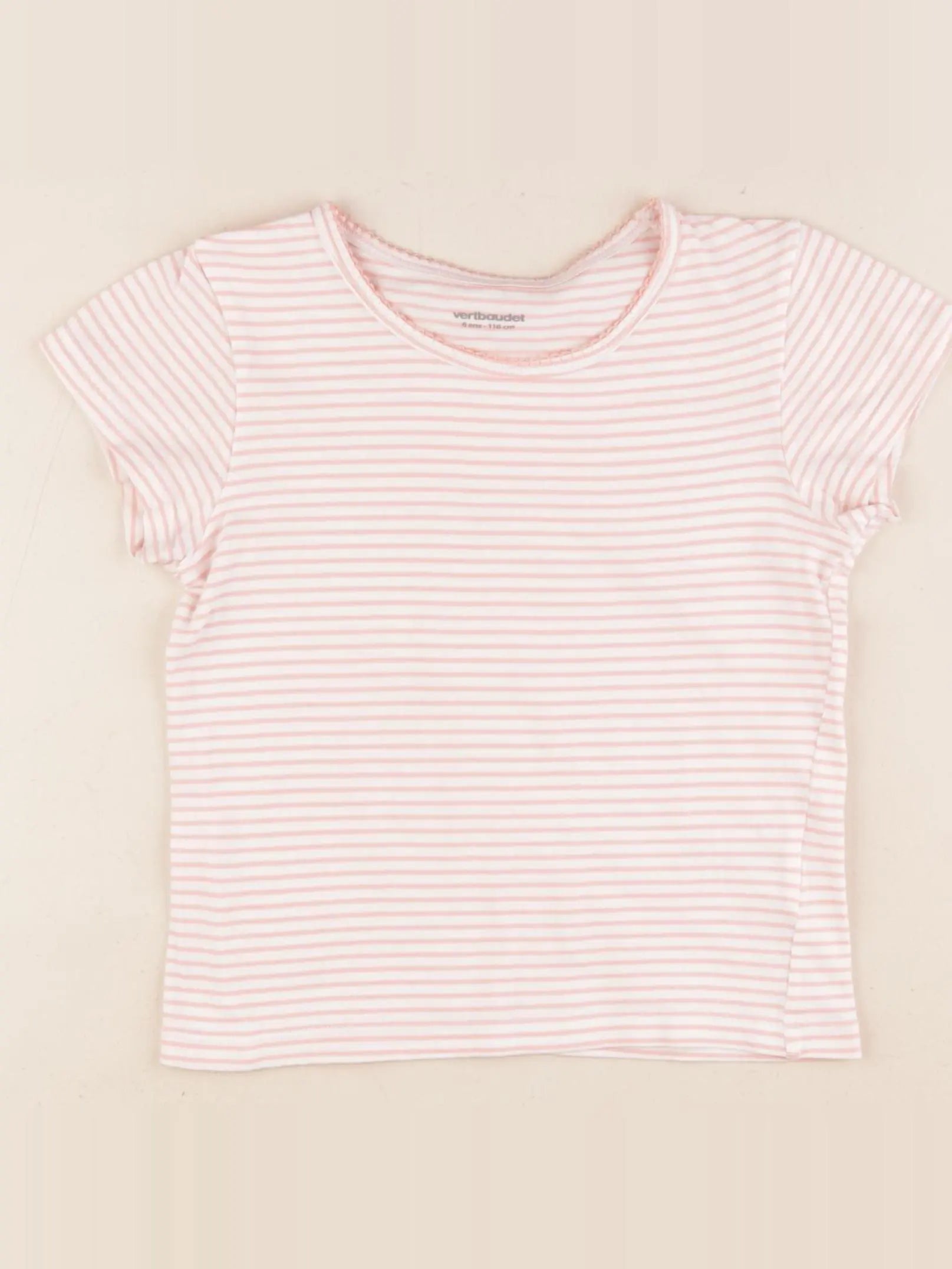 Vertbaudet - maillot de corps blanc, rose - 6 ans