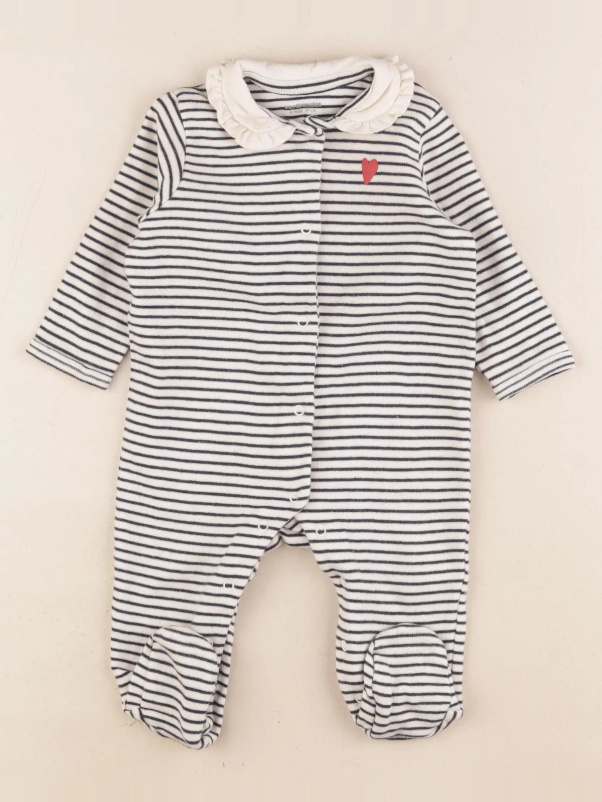 Vertbaudet - pyjama coton beige, bleu - 6 mois