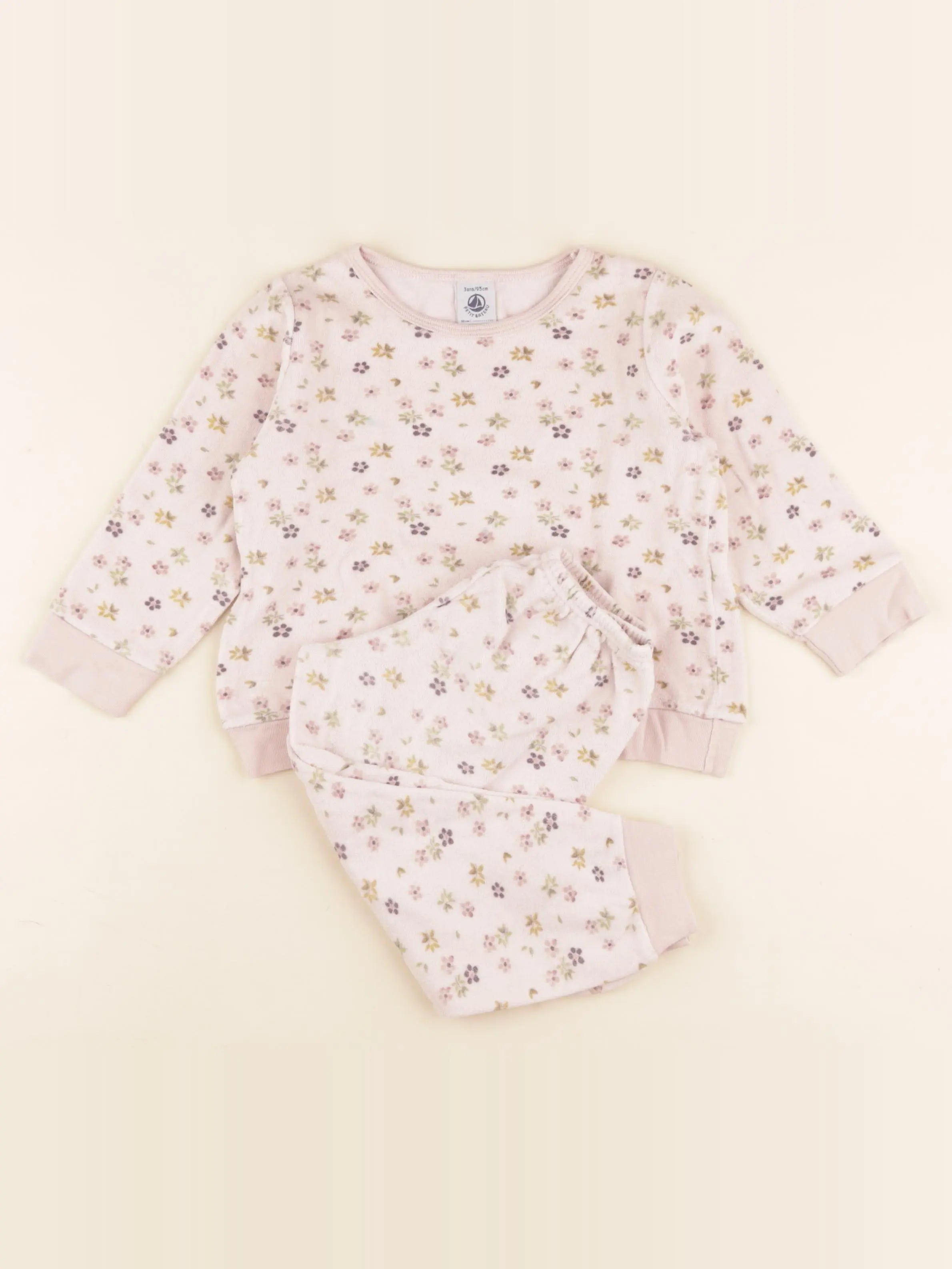 Petit Bateau - pyjama velours rose - 3 ans