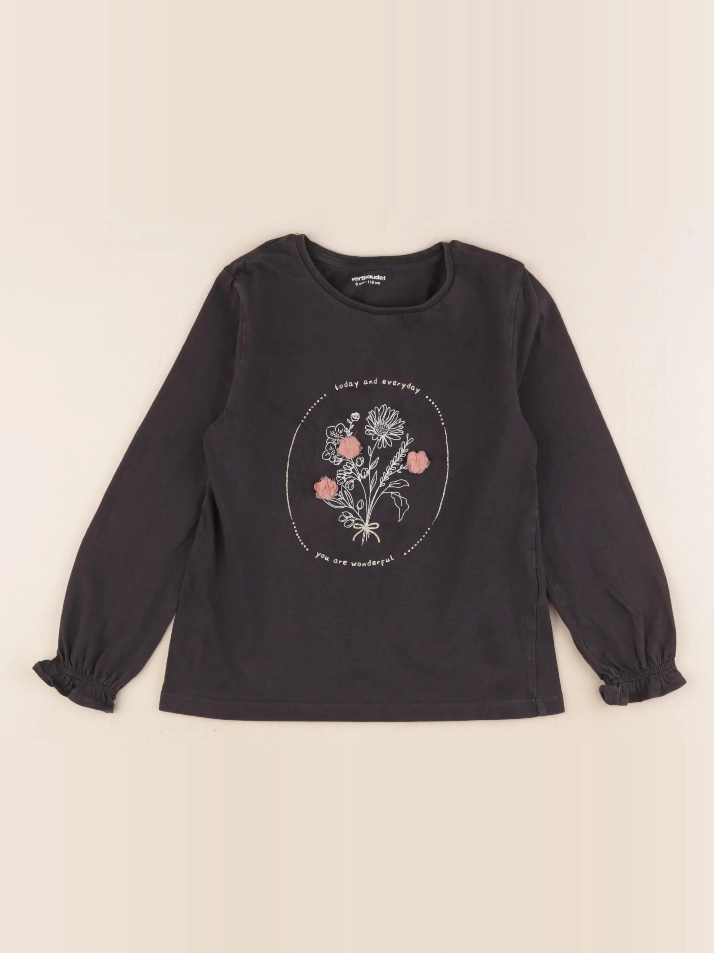 Vertbaudet - tee-shirt noir - 6 ans