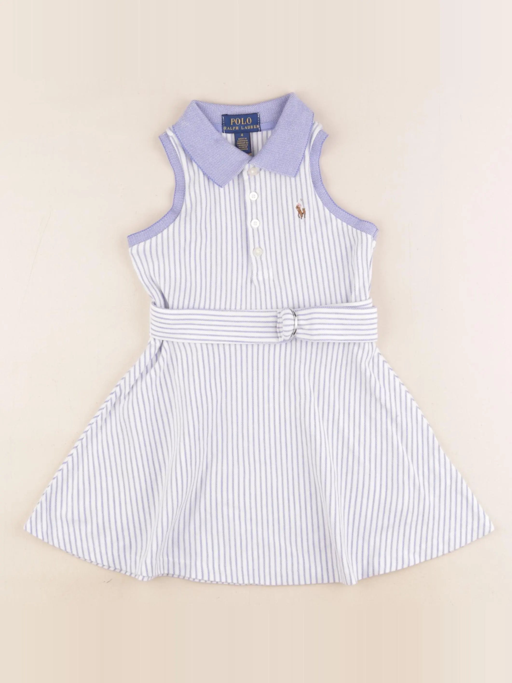 Ralph Lauren - robe blanc, bleu - 4 ans