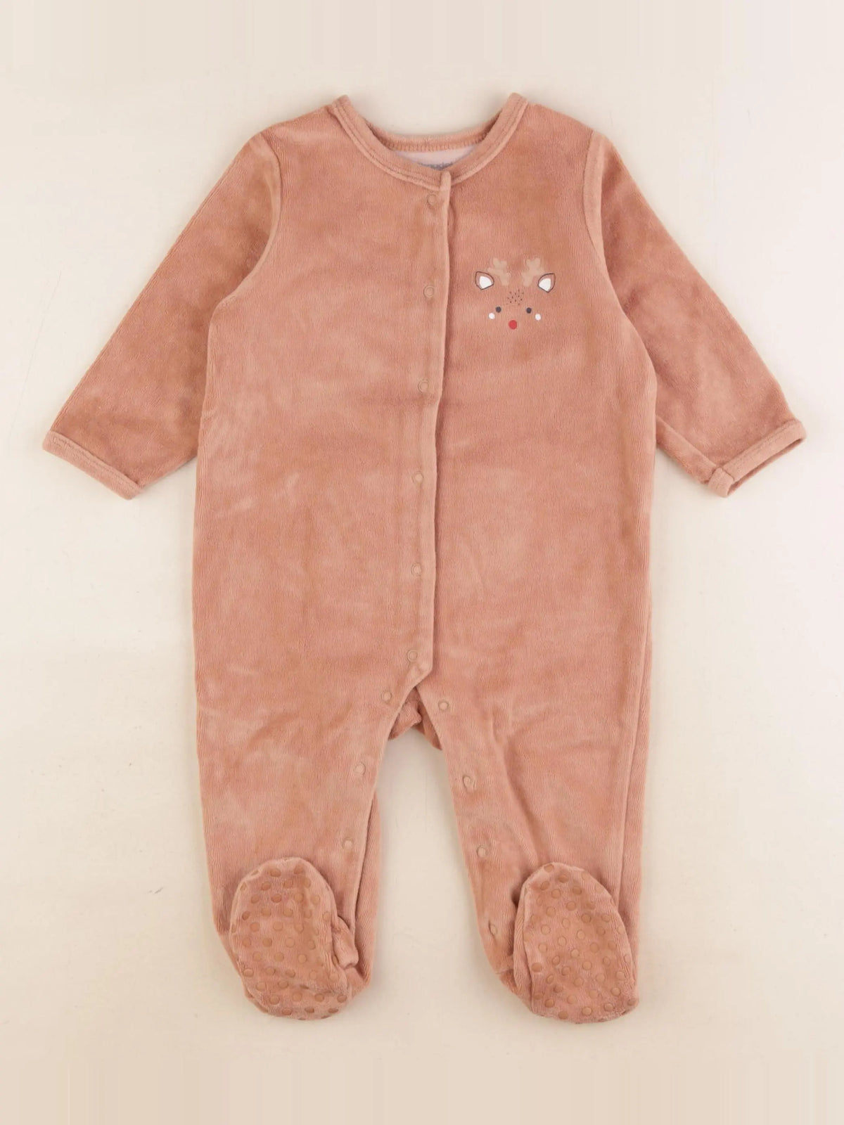 Vertbaudet - pyjama velours marron - 12 mois