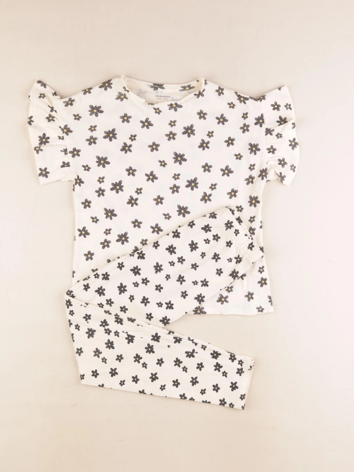 Vertbaudet - pyjama coton beige, noir - 8 ans