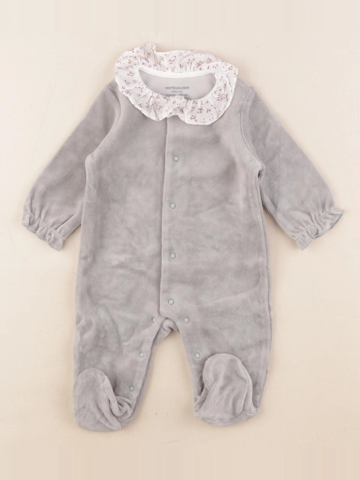 Vertbaudet - pyjama velours vert - 3 mois