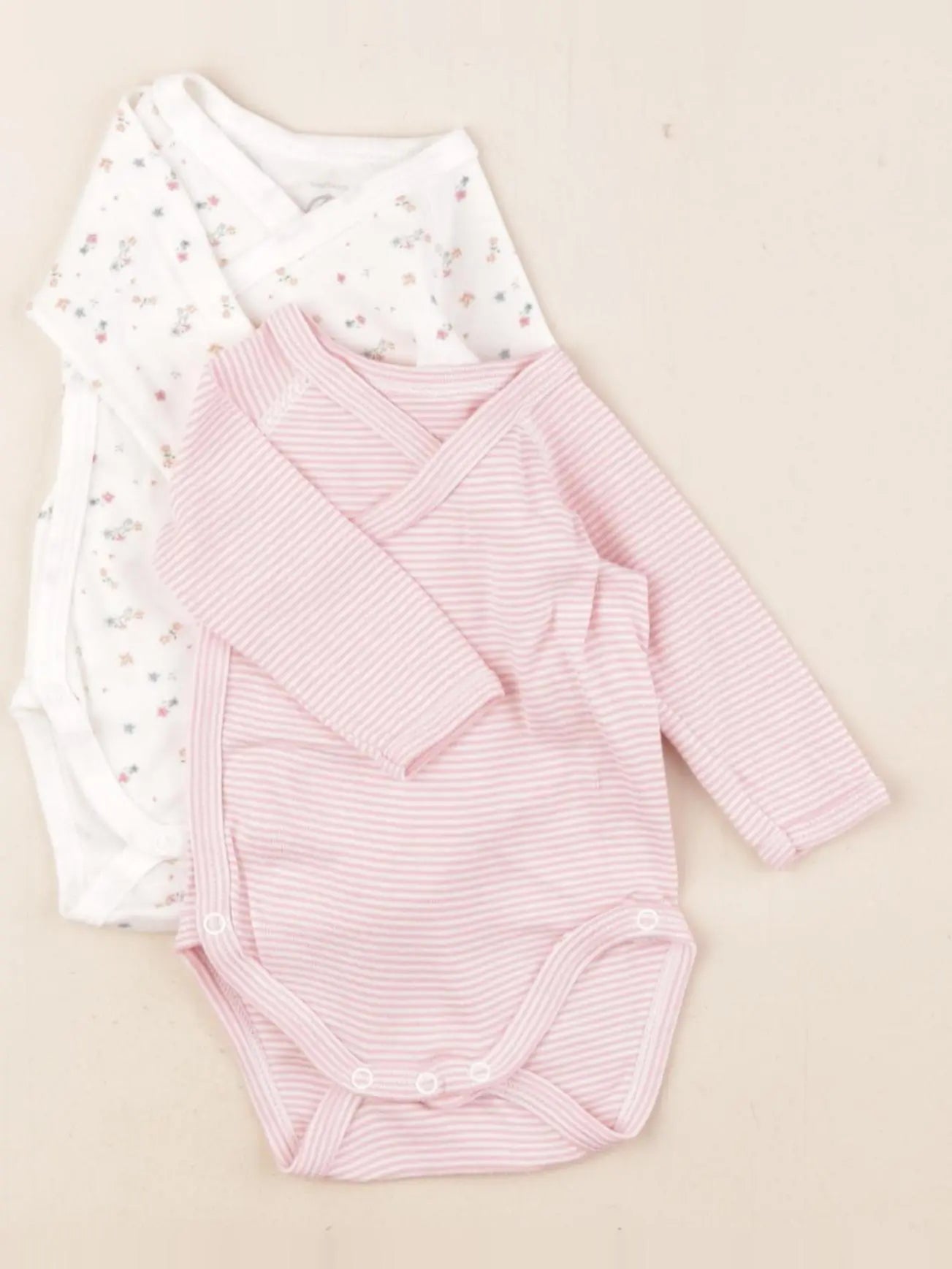 Petit Bateau - lot de 2 bodies en coton blanc, rose - 1 mois