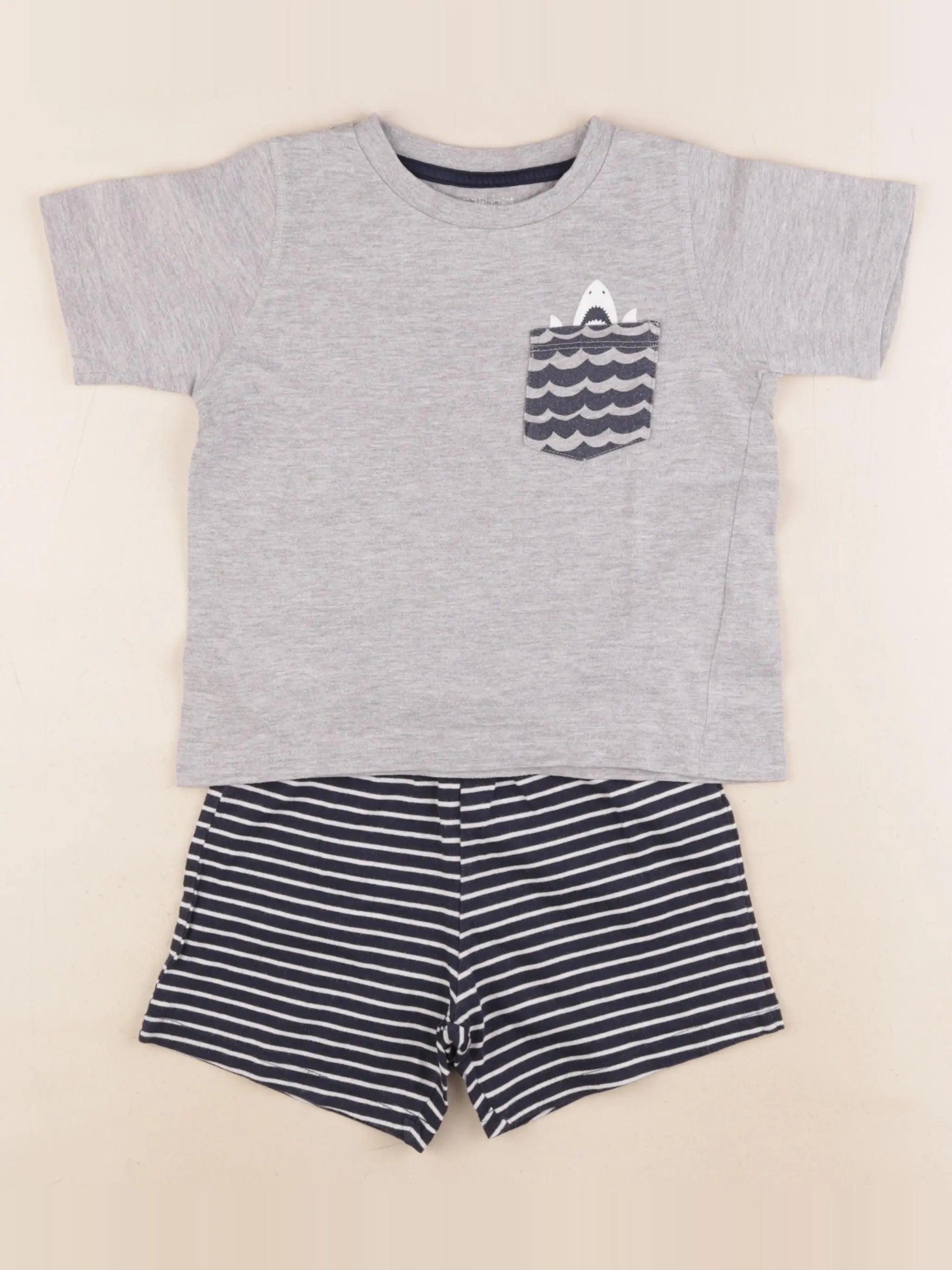 Vertbaudet - pyjama coton bleu, gris - 4 ans