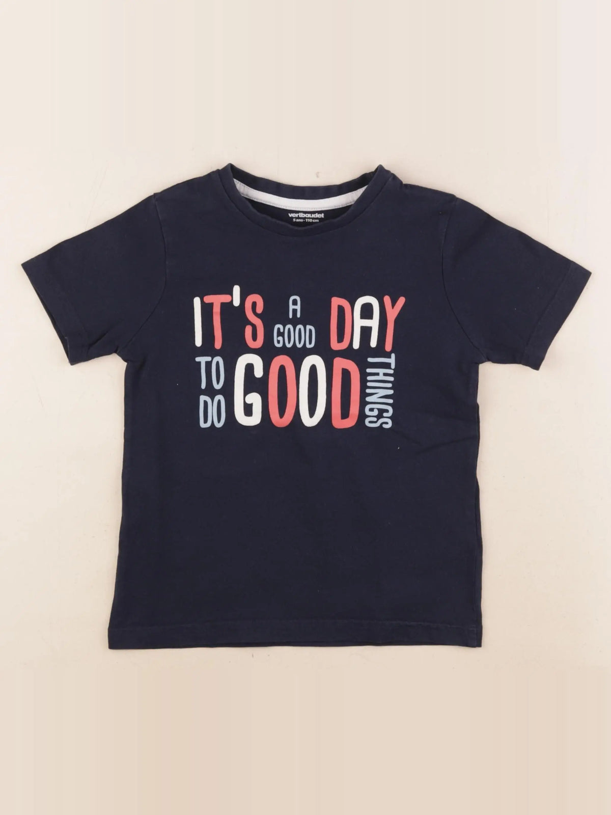 Vertbaudet - tee-shirt bleu - 5 ans