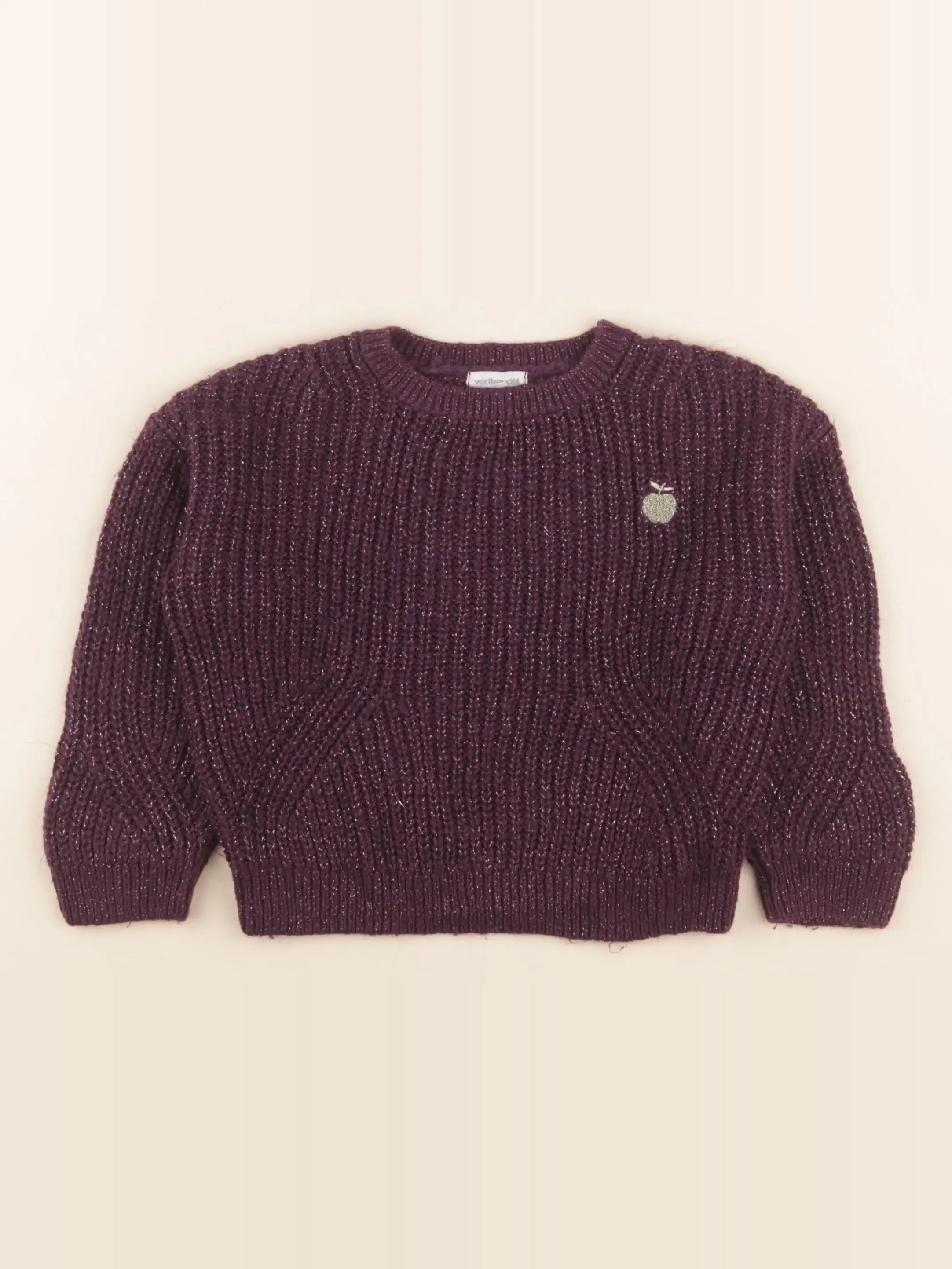 Vertbaudet - pull violet, or - 4 ans