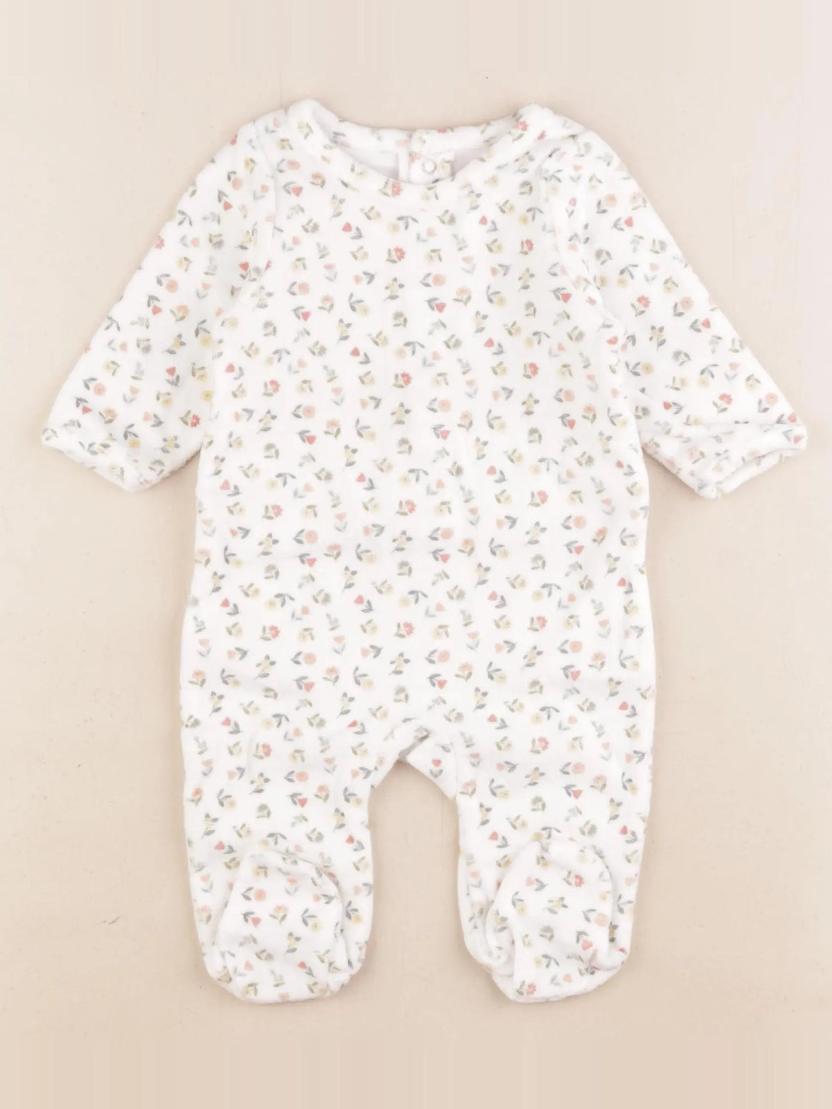 Bouchara - pyjama velours blanc - 1 mois