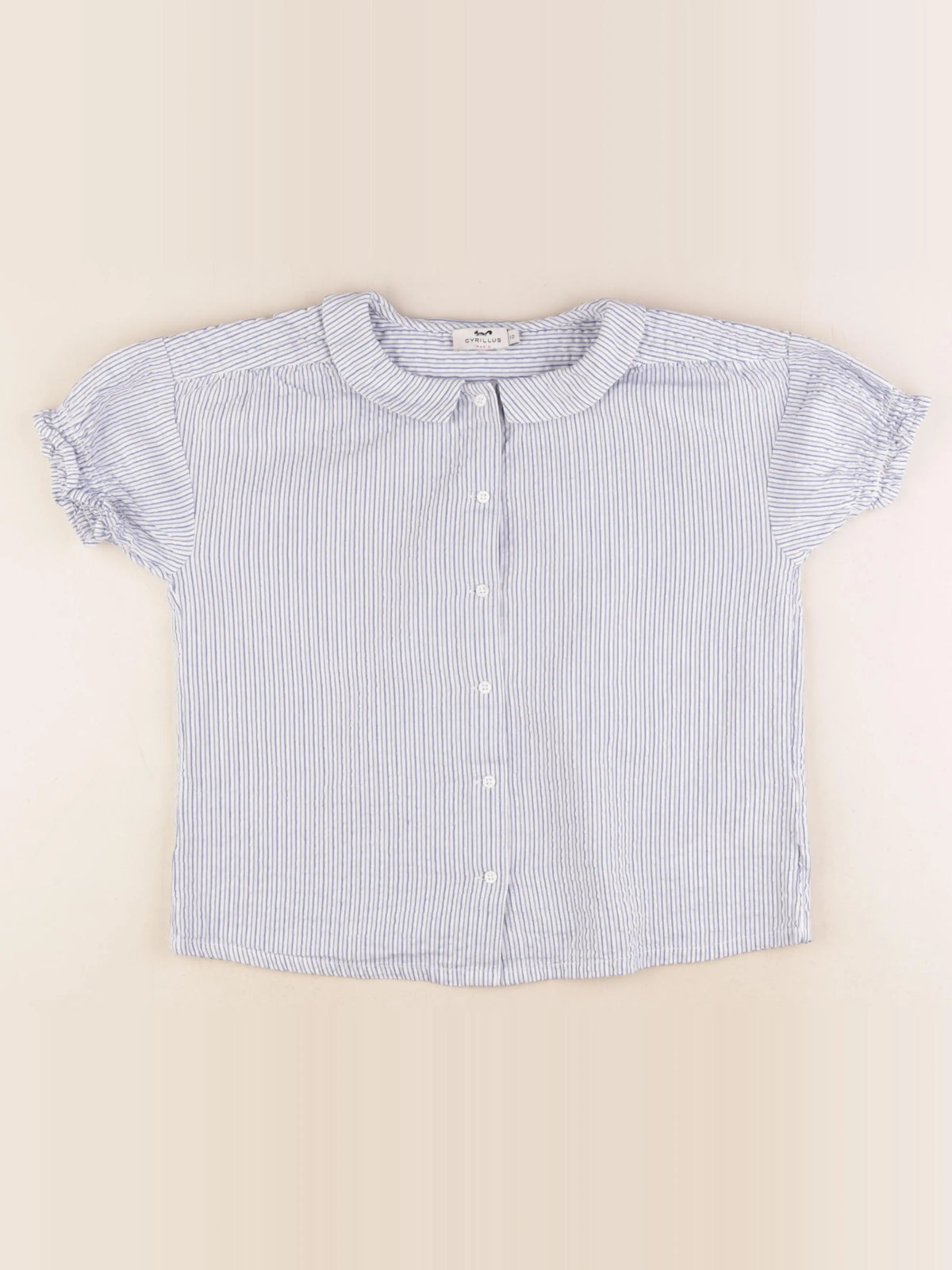 Cyrillus - blouse bleu, blanc - 10 ans
