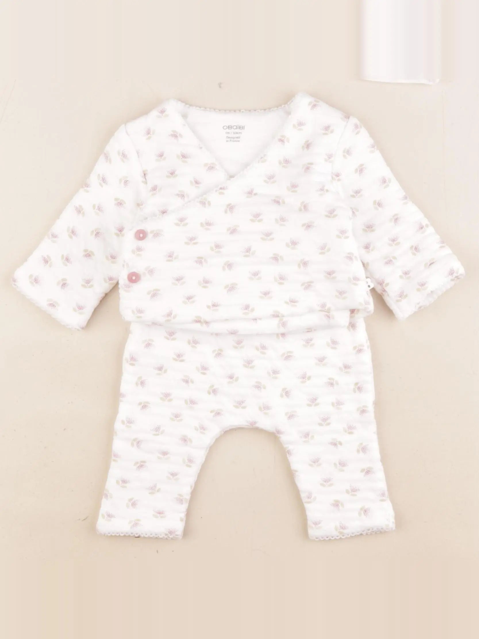 Obaïbi - ensemble blanc, rose - 1 mois