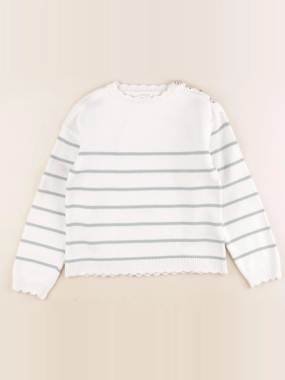Vertbaudet - pull blanc, vert - 8 ans