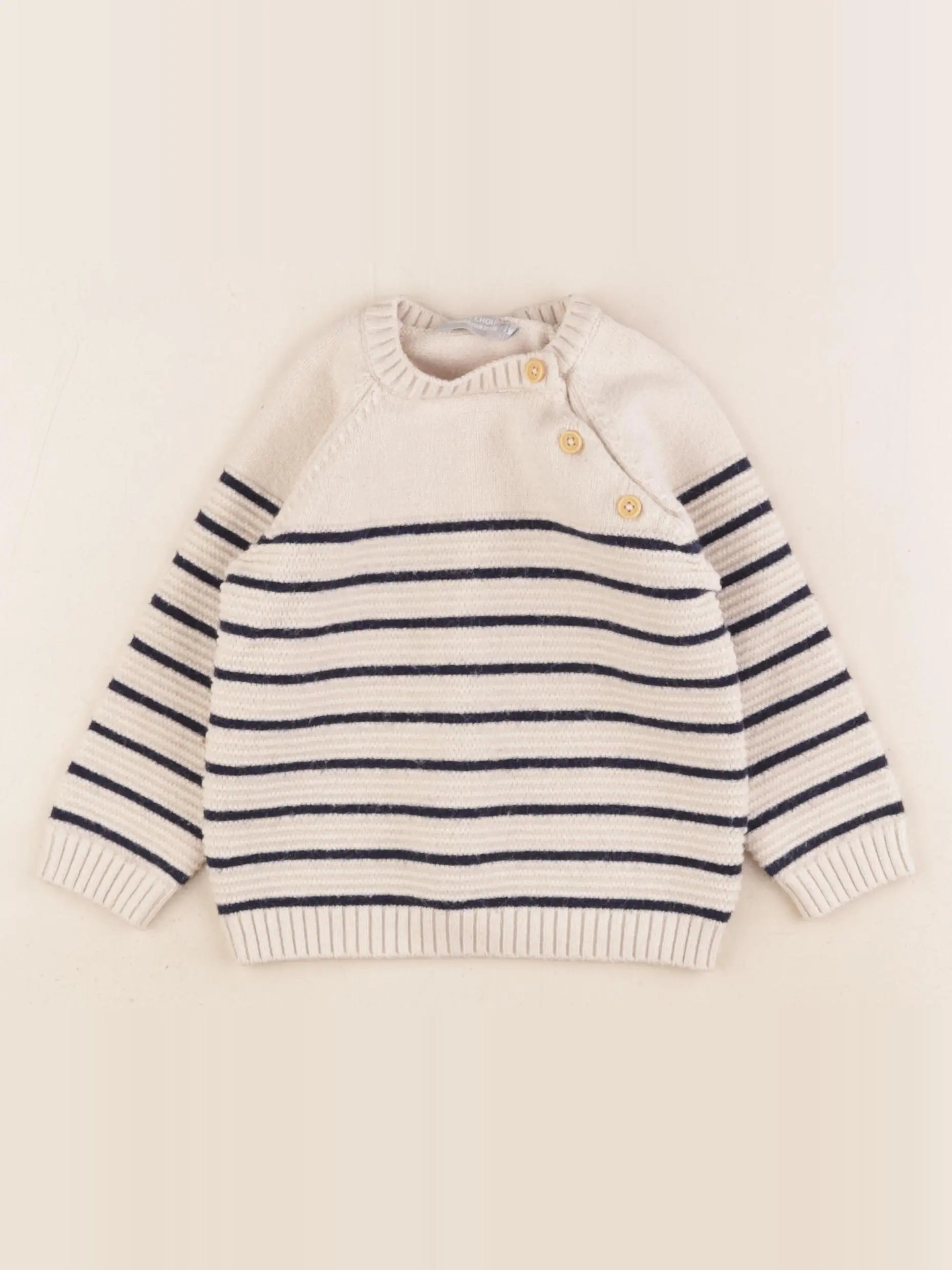 Boutchou - pull beige, bleu - 36 mois