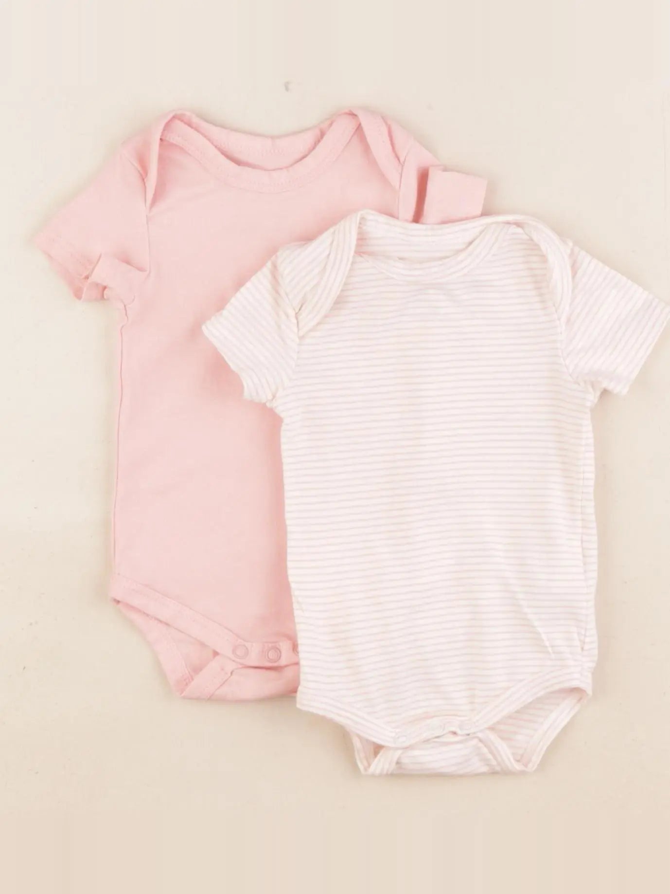 Tape à l'oeil - lot de 2 bodies en coton blanc, rose - 1 mois