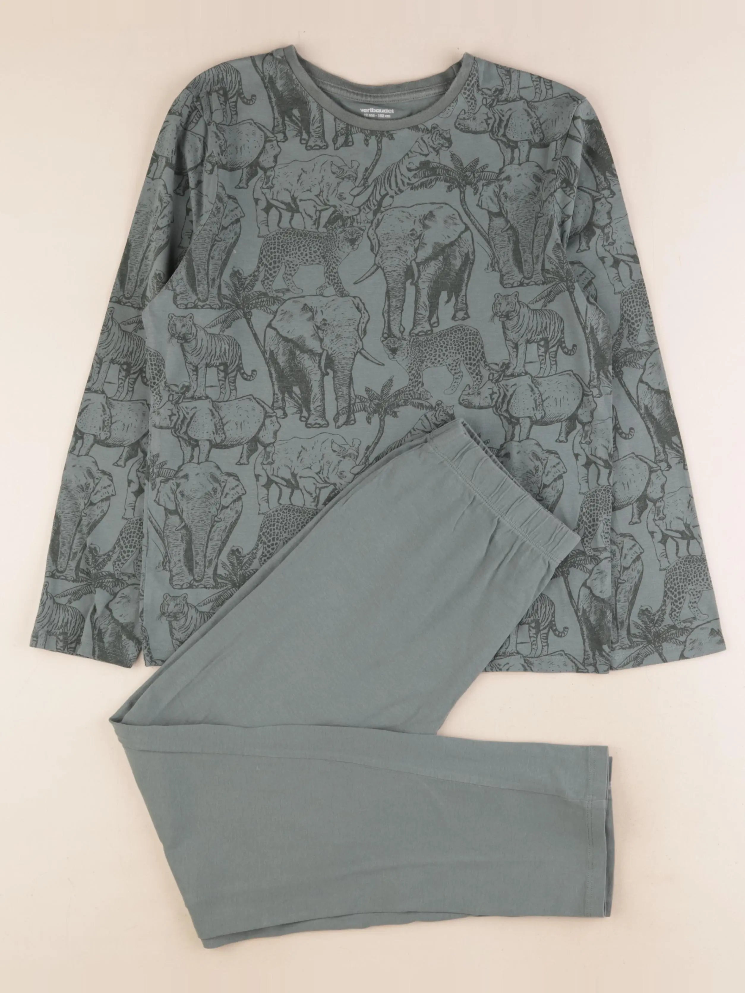 Vertbaudet - pyjama coton vert - 12 ans