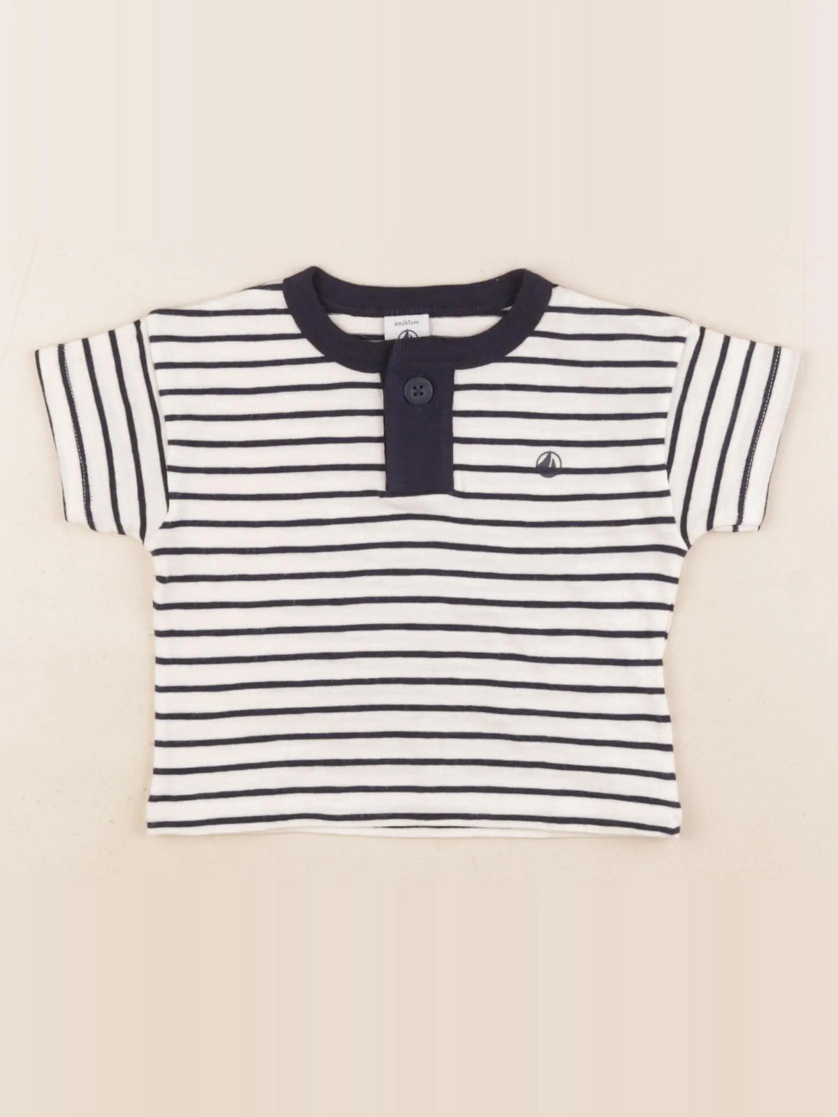 Petit Bateau - tee-shirt beige, bleu - 6 mois