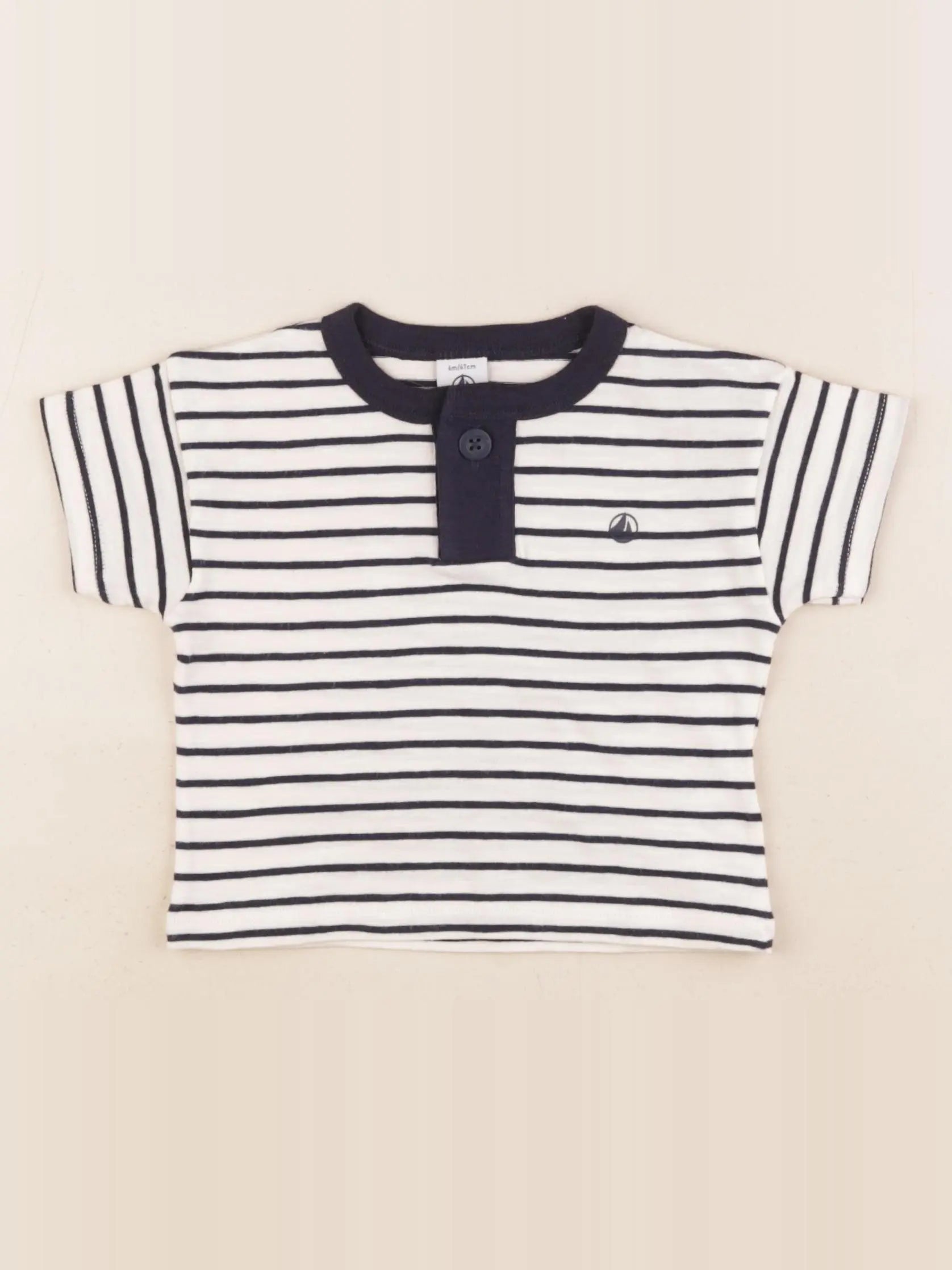 Petit Bateau - tee-shirt beige, bleu - 6 mois