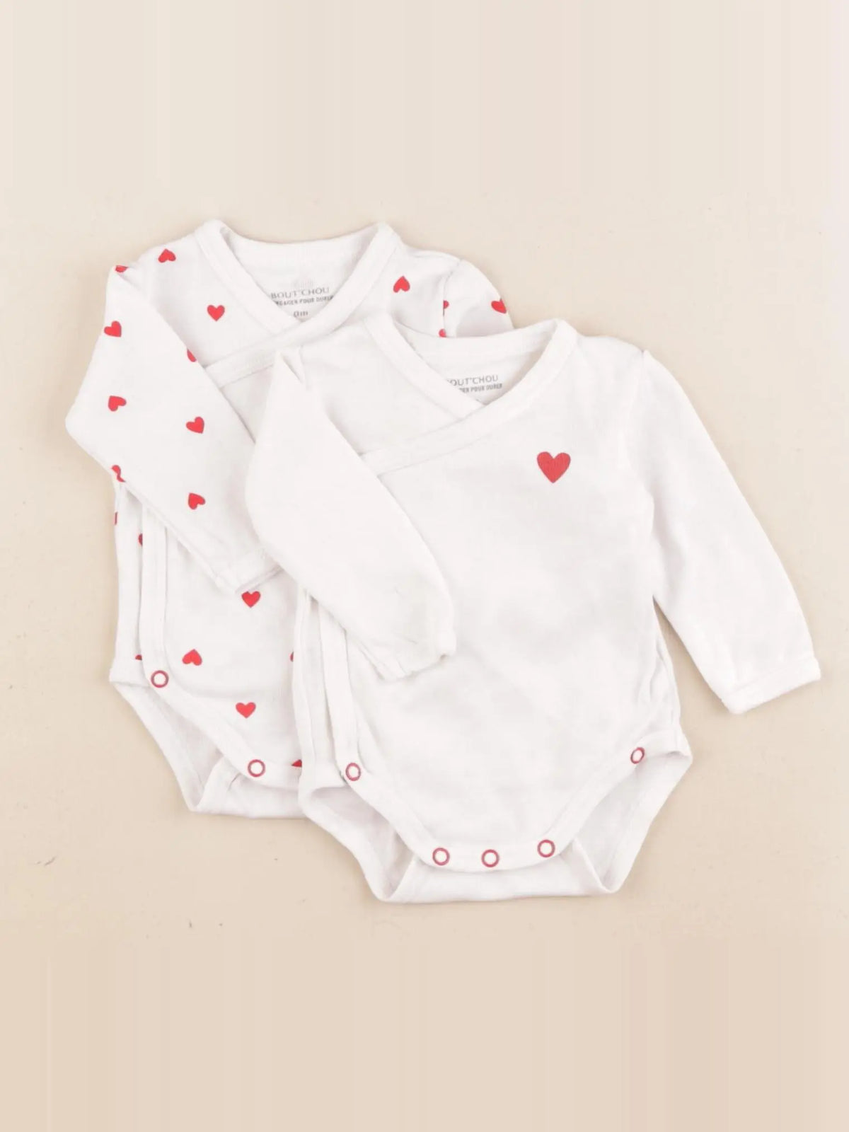 Boutchou - lot de 2 bodies en coton blanc - 0 mois
