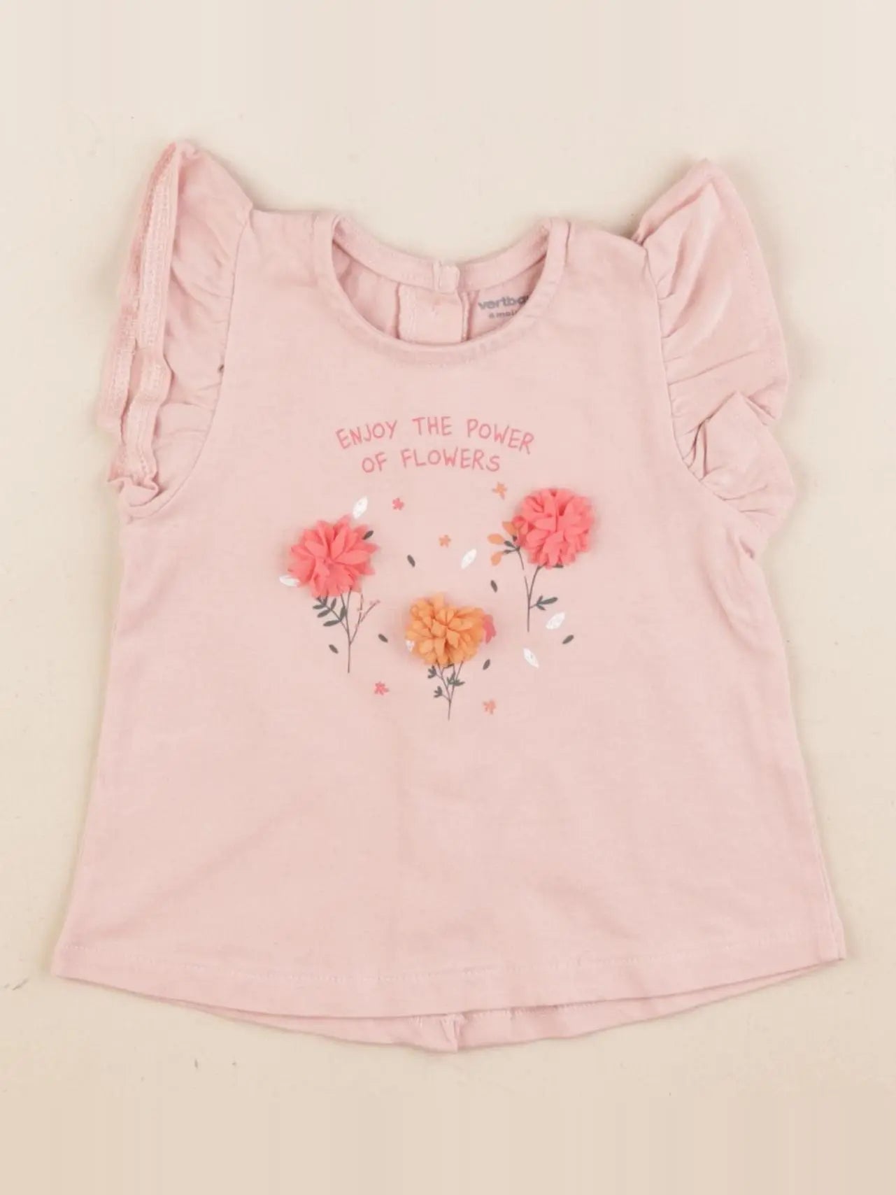 Vertbaudet - tee-shirt rose - 6 mois