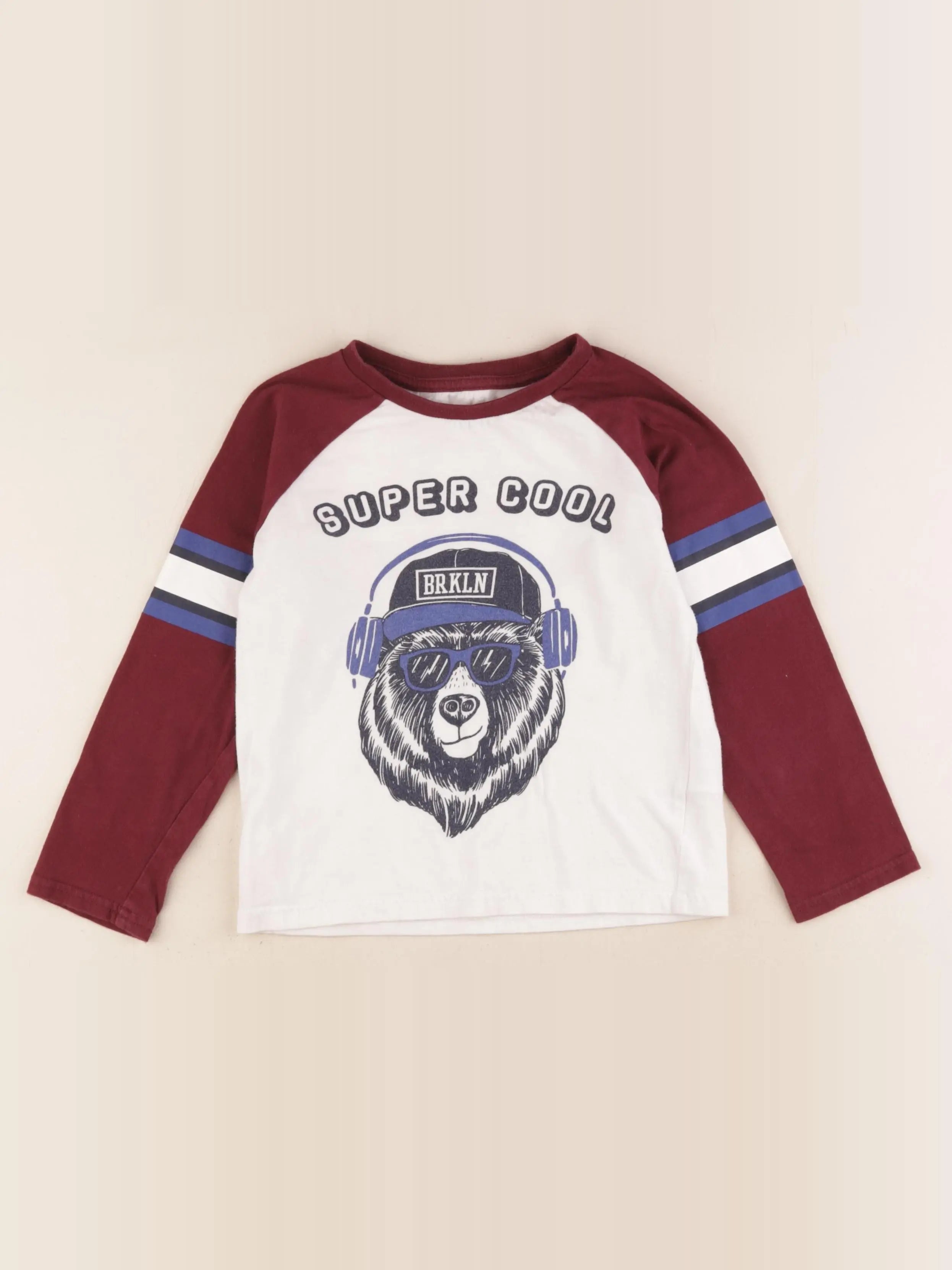 Vertbaudet - tee-shirt blanc, rouge - 6 ans