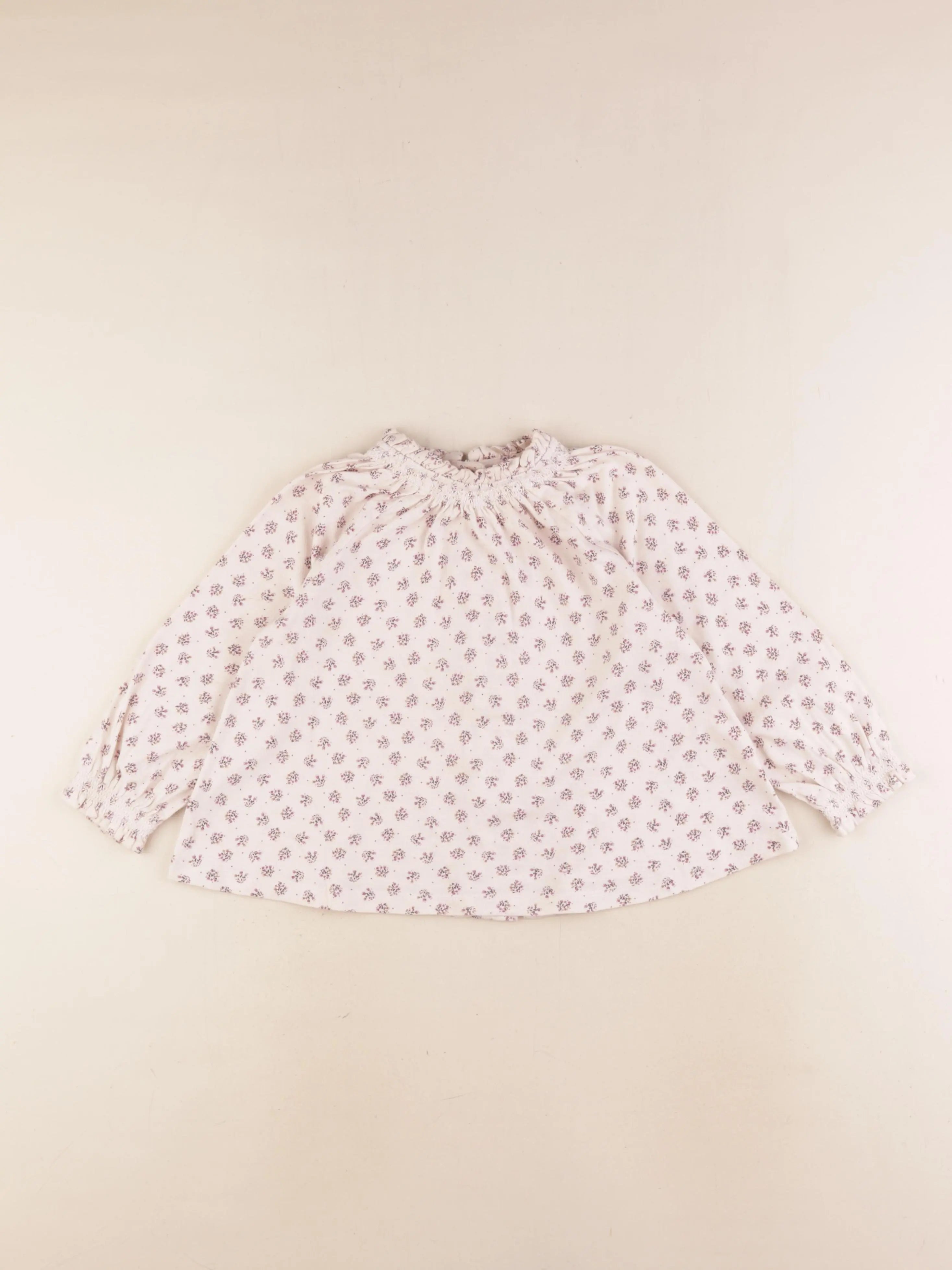 Vertbaudet - tee-shirt beige, violet - 3 ans