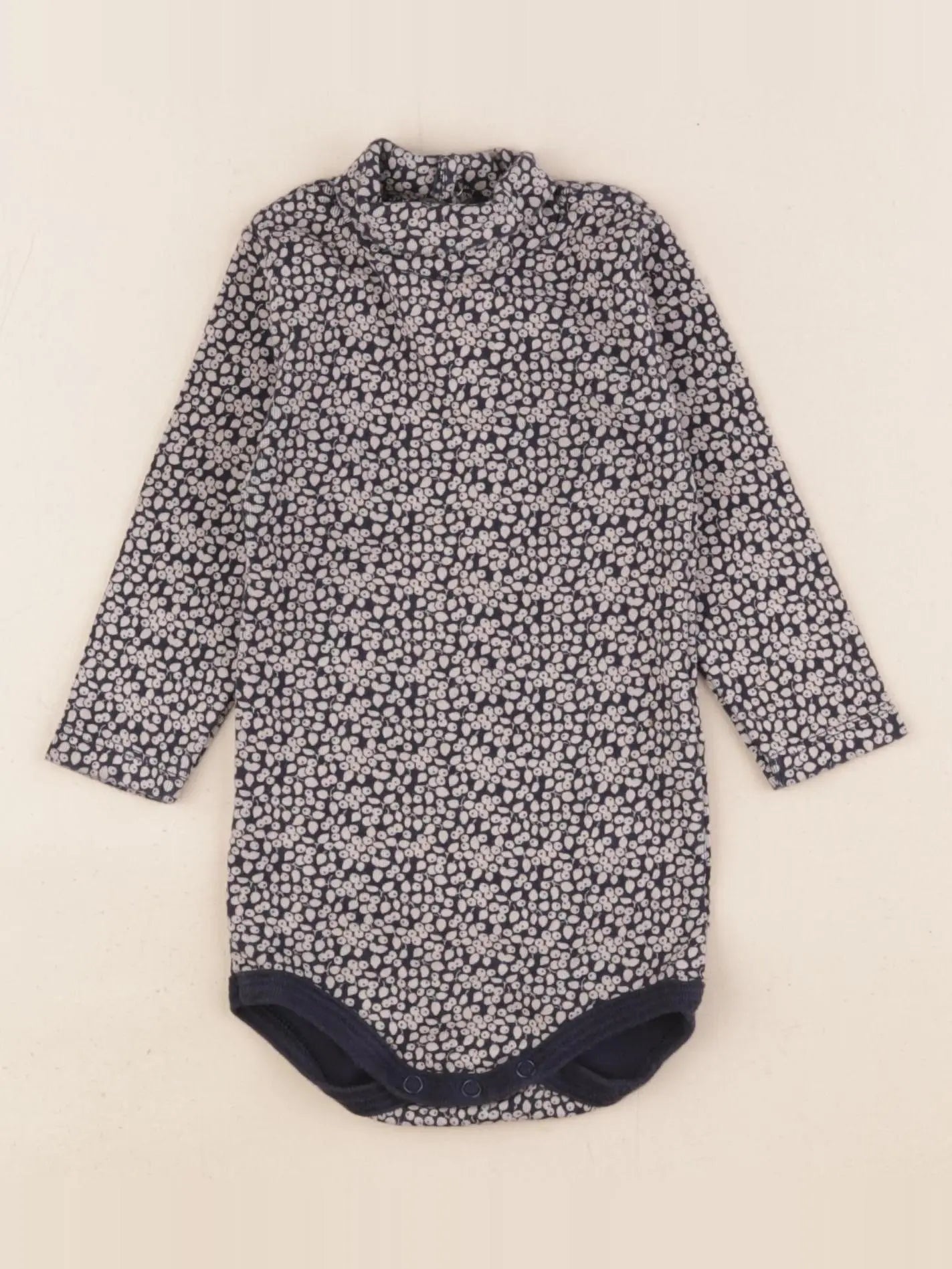 Petit Bateau - body à col bleu, beige - 6 mois