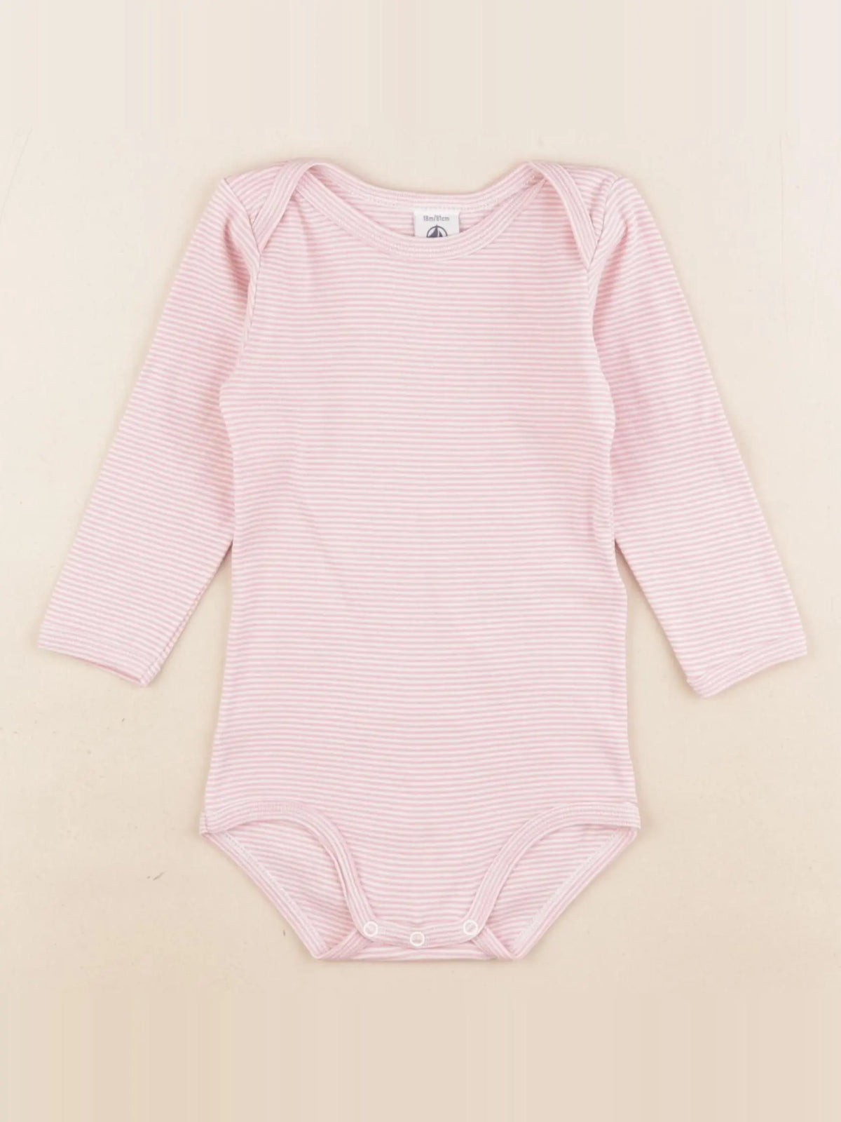 Petit Bateau - body blanc, rose - 18 mois